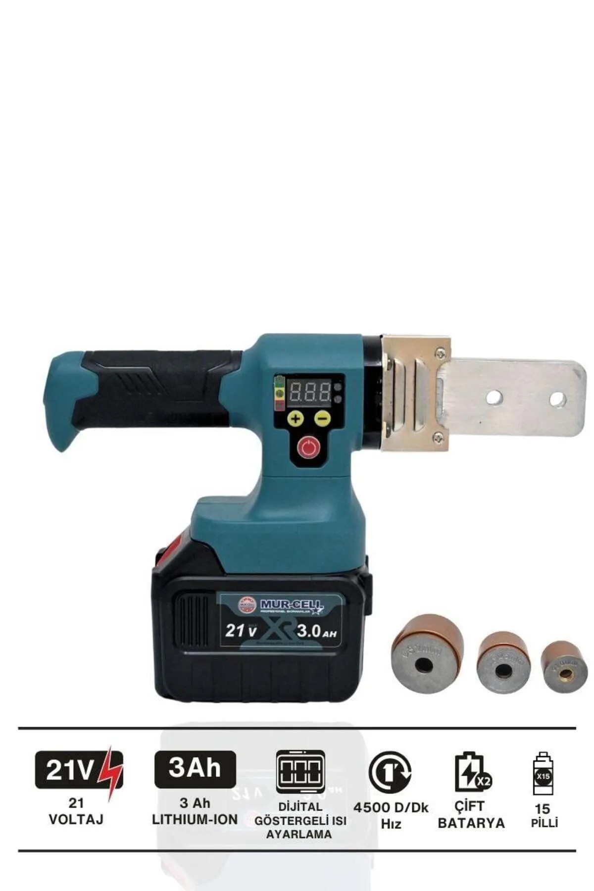 Mur-Cell 21v 3.0ah Çift Bataryalı 15 Pilli Plastik Pvc Boru Kaynak Makinesi