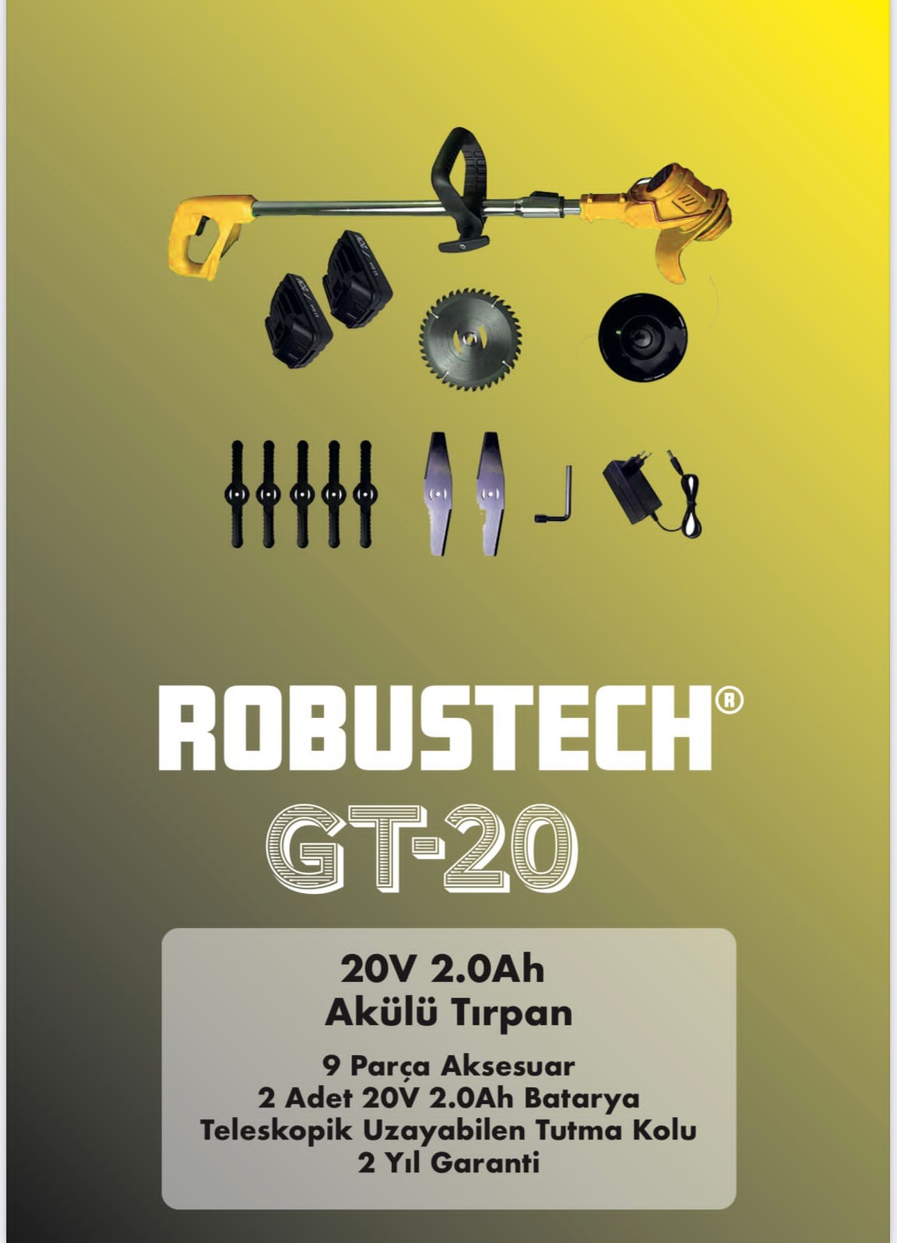 RBT ROBUSTECH TIRPAN 2 AKÜLÜ ŞARJLI GT20