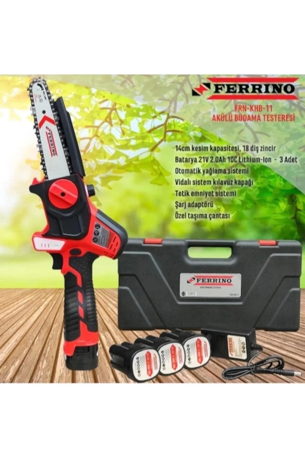 Ferrino KHB-11 16.8 V 2 Ah 3 Akülü Dal Budama Testeresi