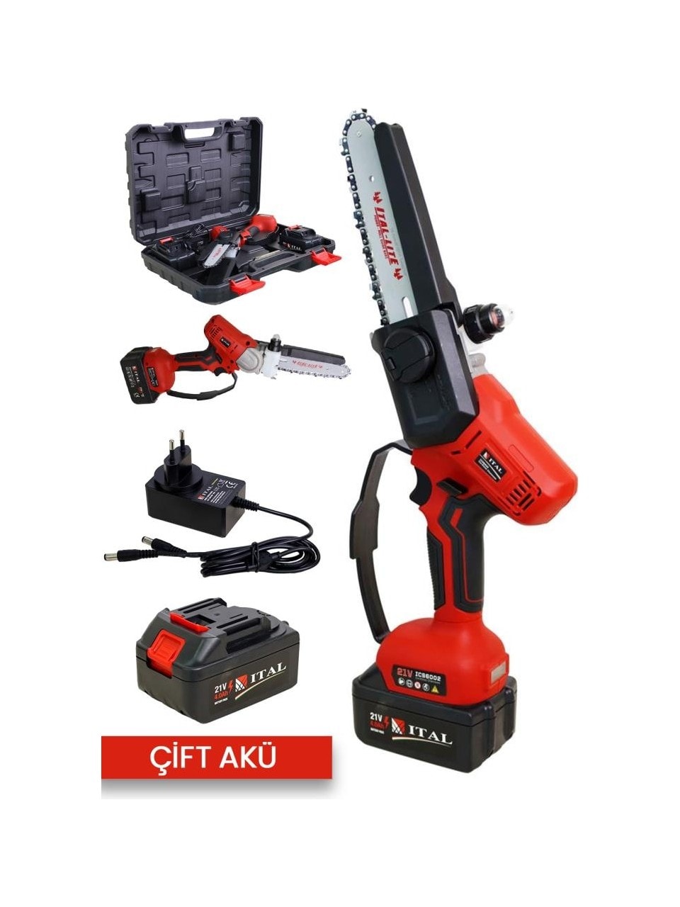 İtal ICS6002 Akülü Budama 2X21V Akü Uzun Palalı El Testeresi