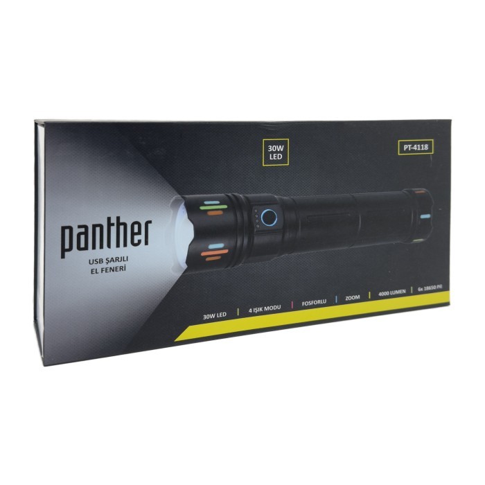 Panther PT-4118 4000 Lümen USB Şarjlı El Feneri