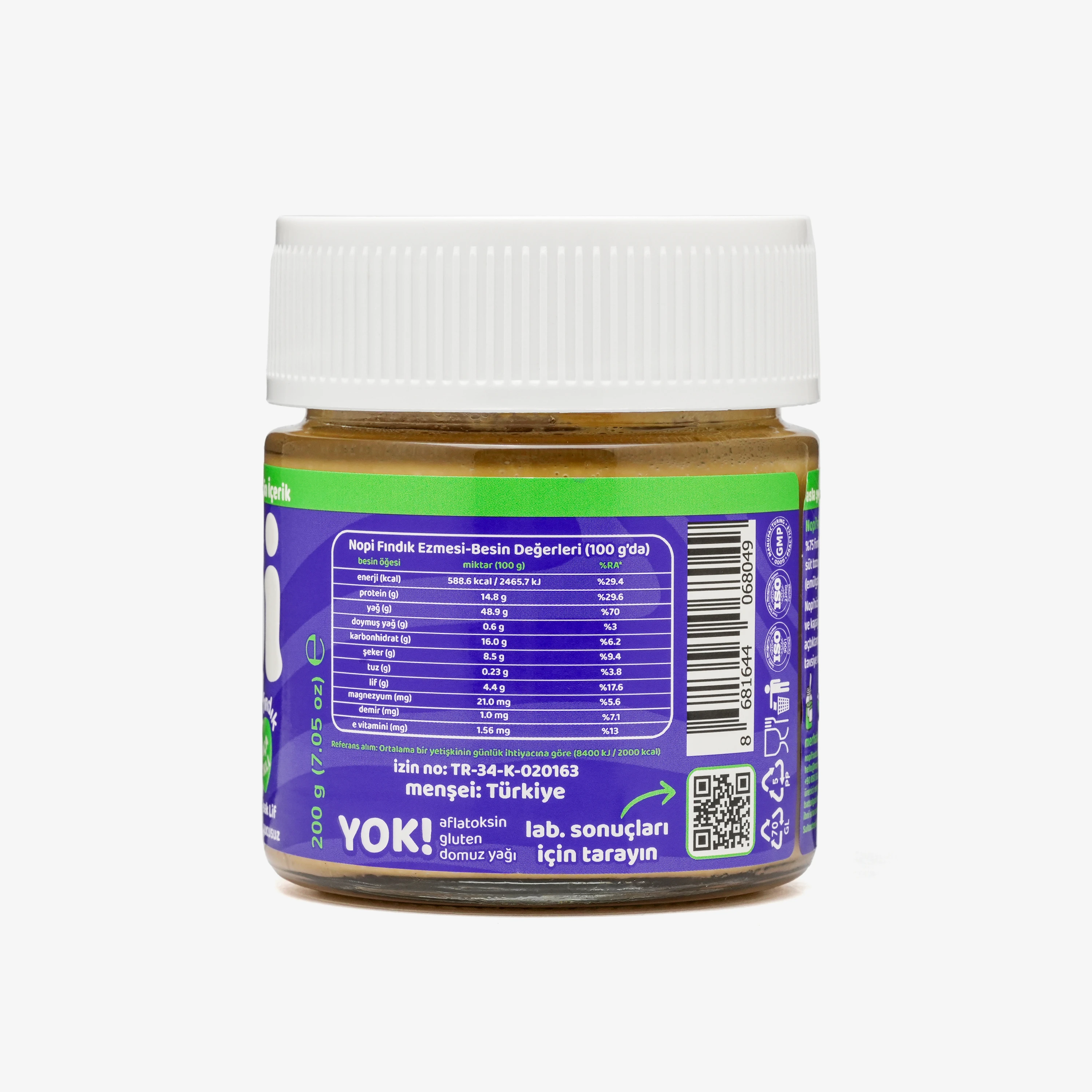 Nopı İkili Set- Parçacıklı Yer Fıstığı & Parçacıklı Fındık Ezmesi ( 2 x 200 g)