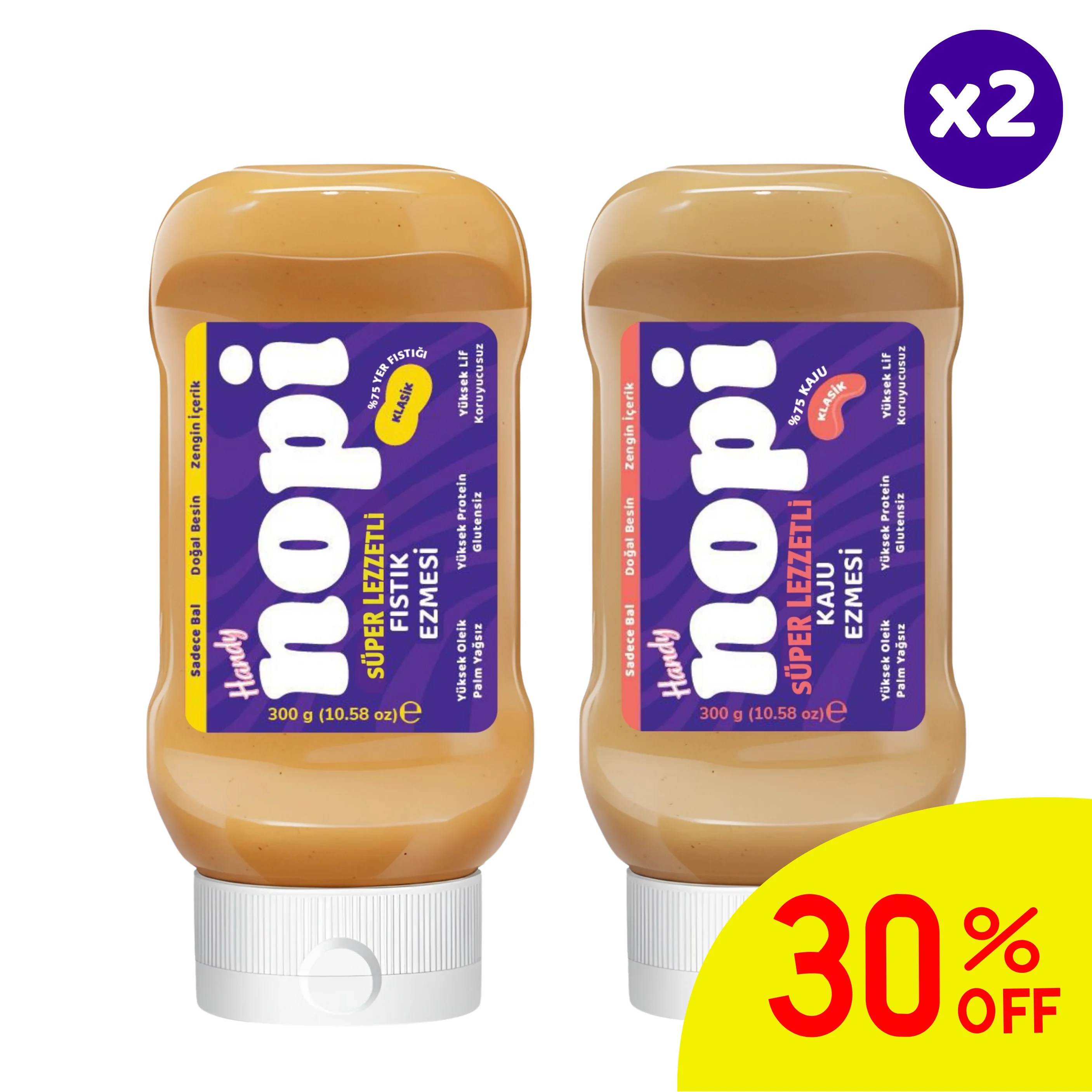 NOPI Handy İkili Set – Kaju & Yer Fıstığı Ezmesi (2 x 300 g)