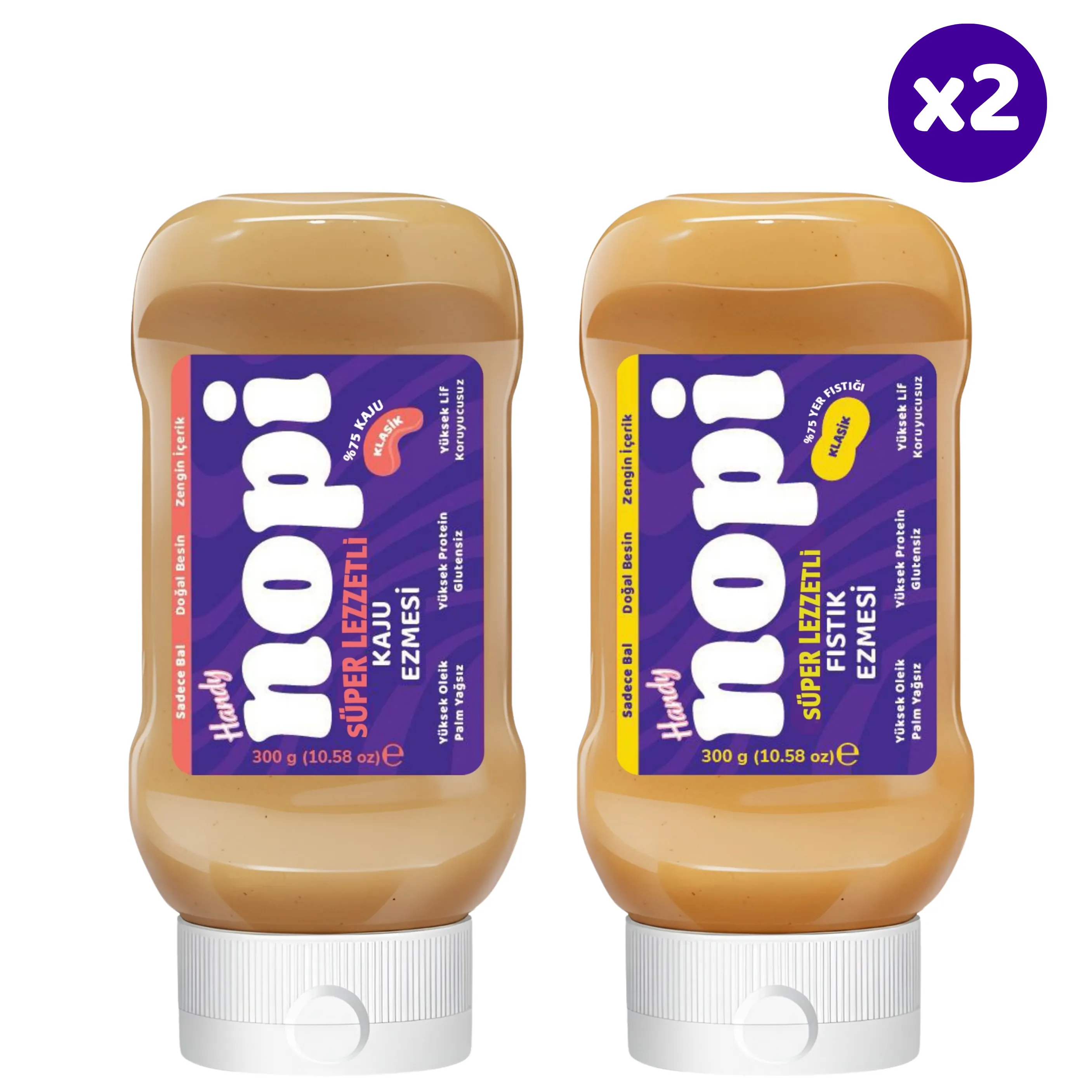 NOPI Handy İkili Set – Kaju & Yer Fıstığı Ezmesi (2 x 300 g)