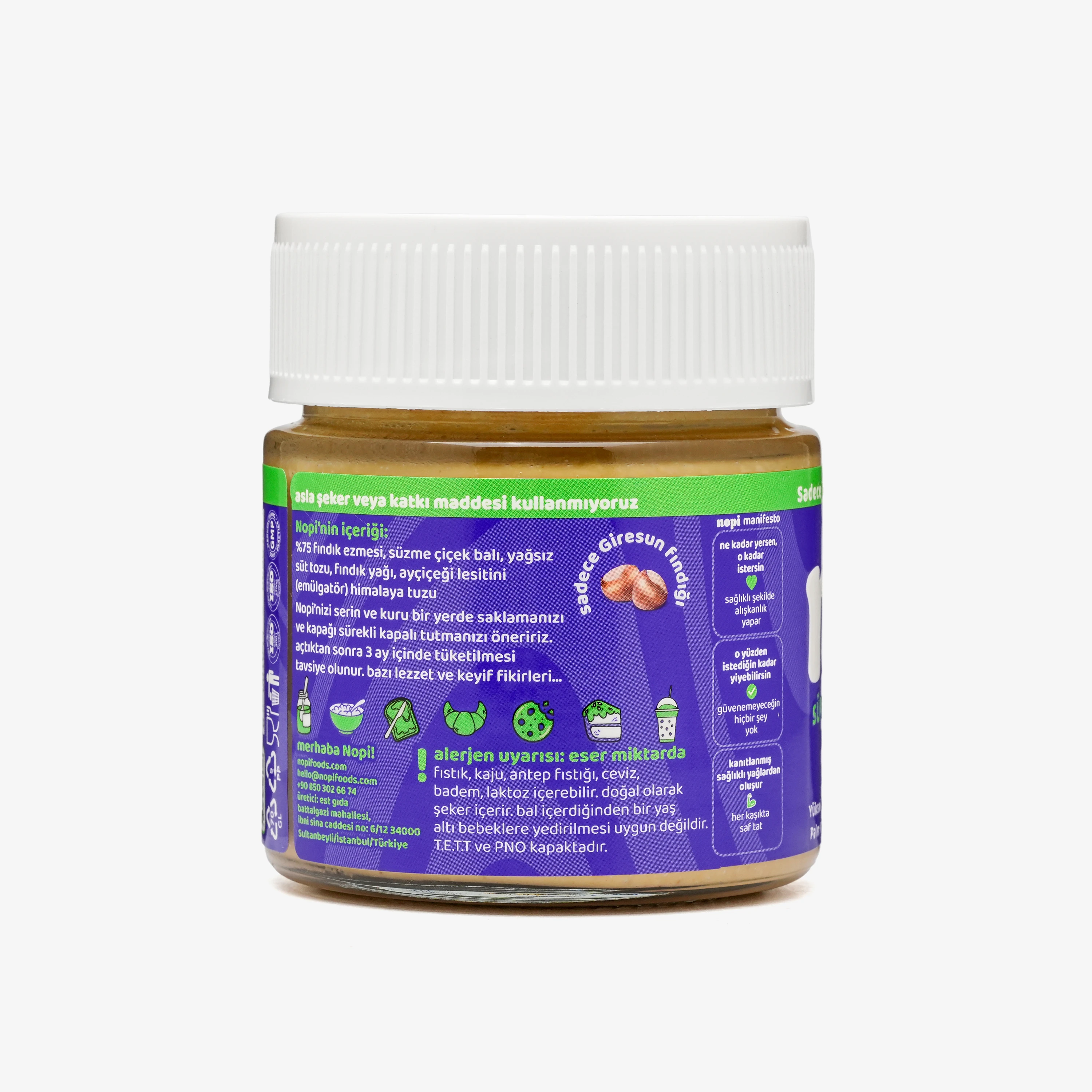 Nopi Üçlü Set- Parçacıklı Yer Fıstığı & Parçacıklı Fındık & Kaju Ezmesi ( 3 x 200 g)