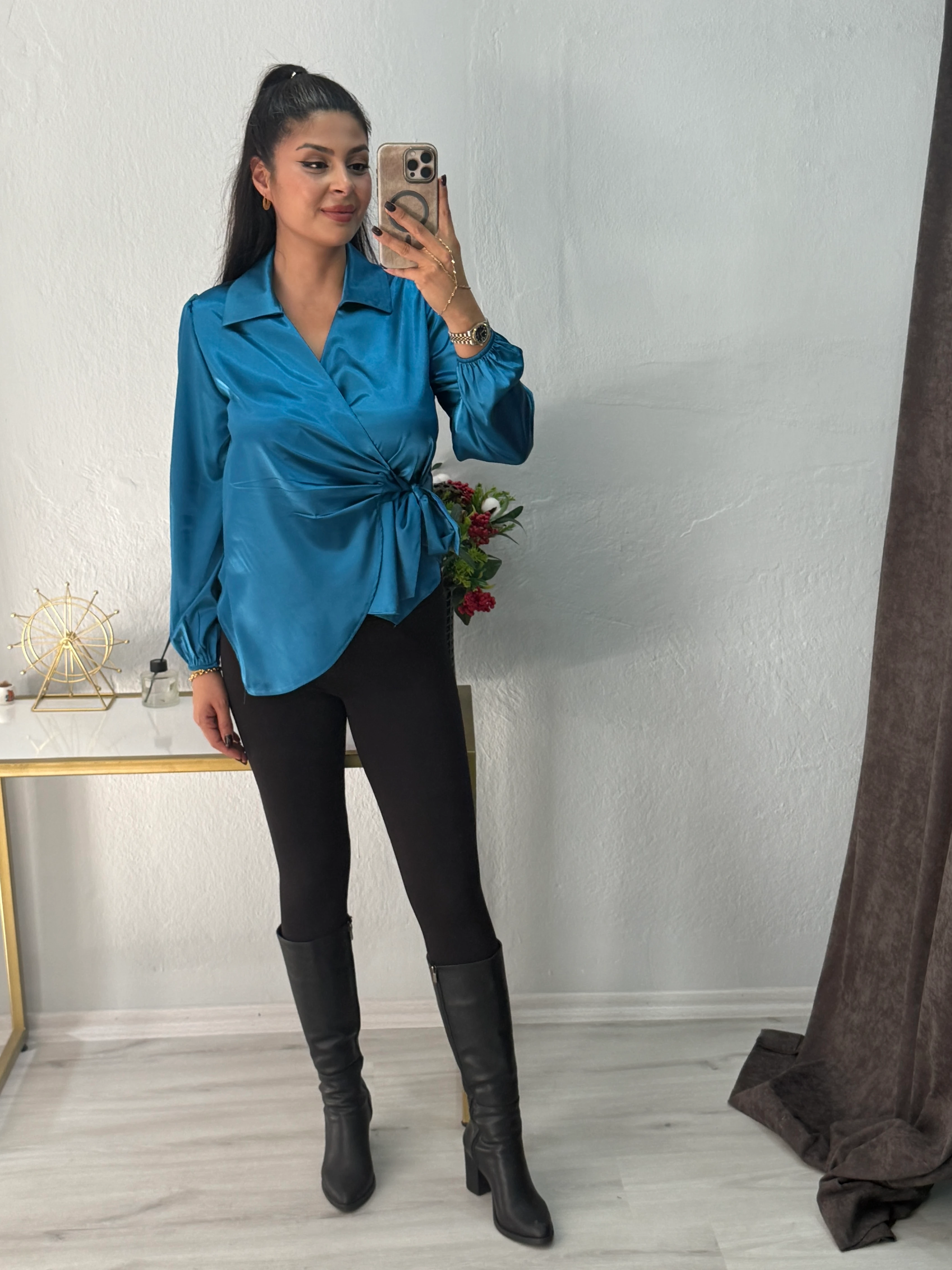 VİENA KRUVAZE SATEN GÖMLEK