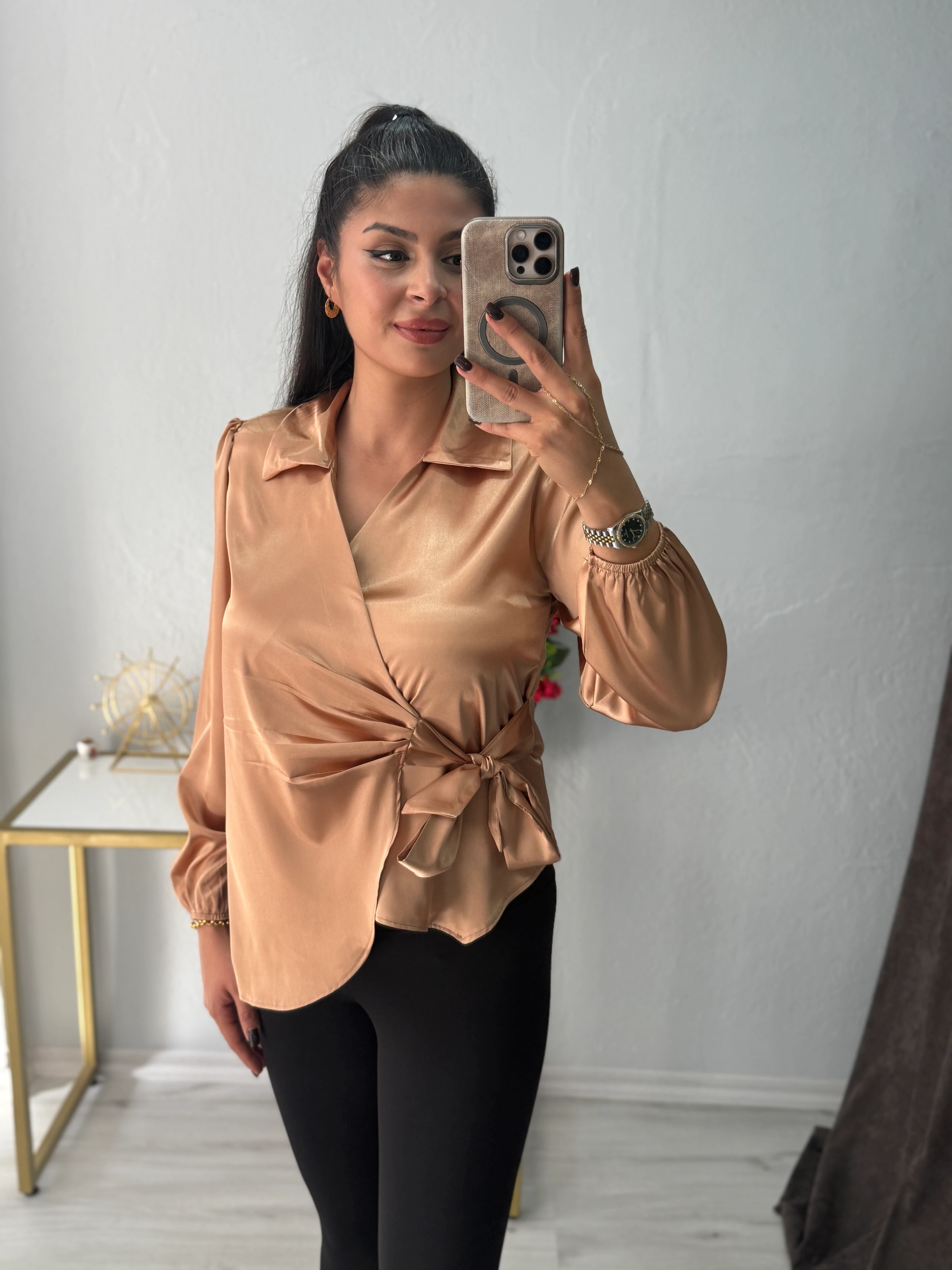 VİENA KRUVAZE SATEN GÖMLEK