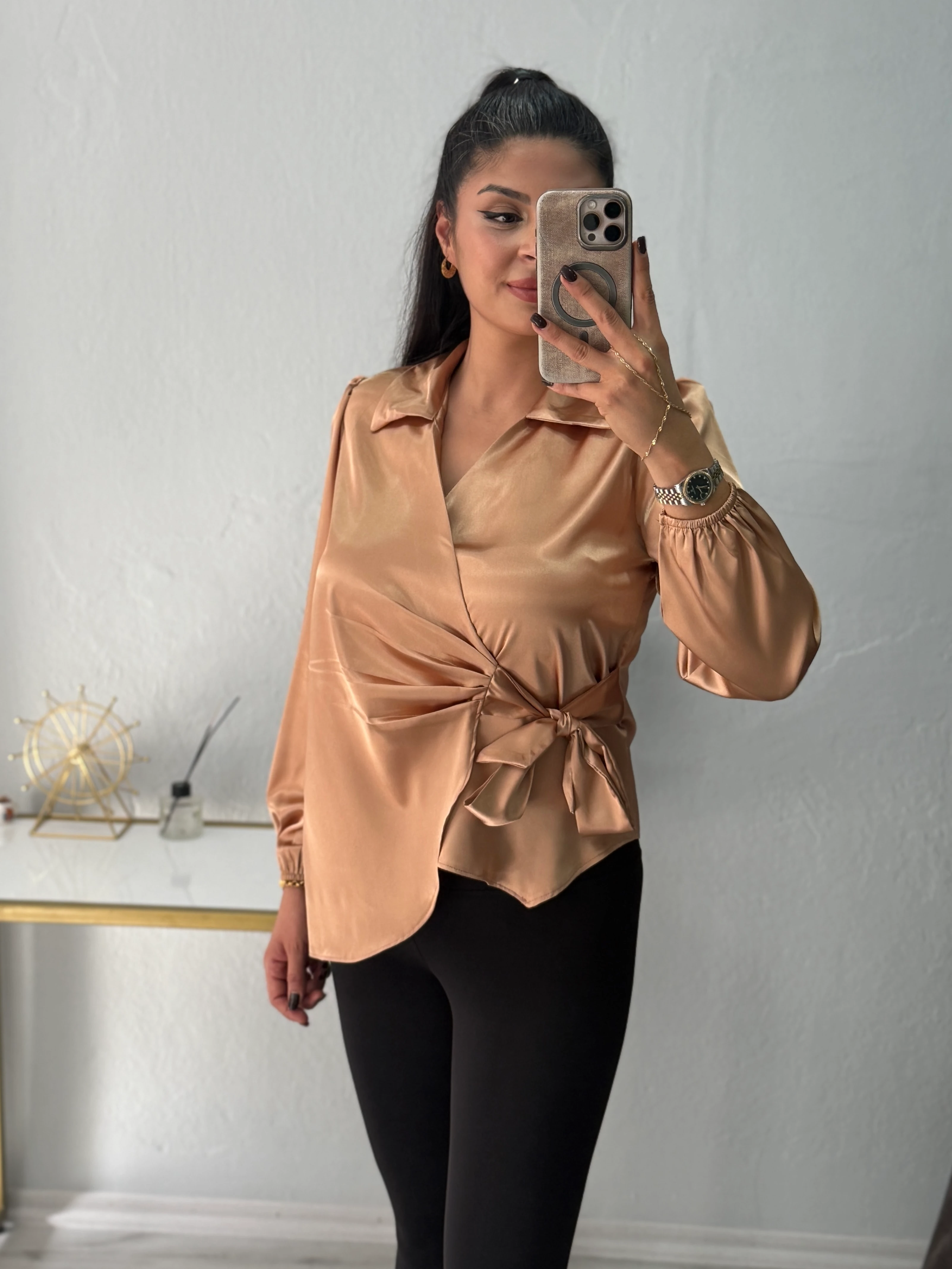 VİENA KRUVAZE SATEN GÖMLEK