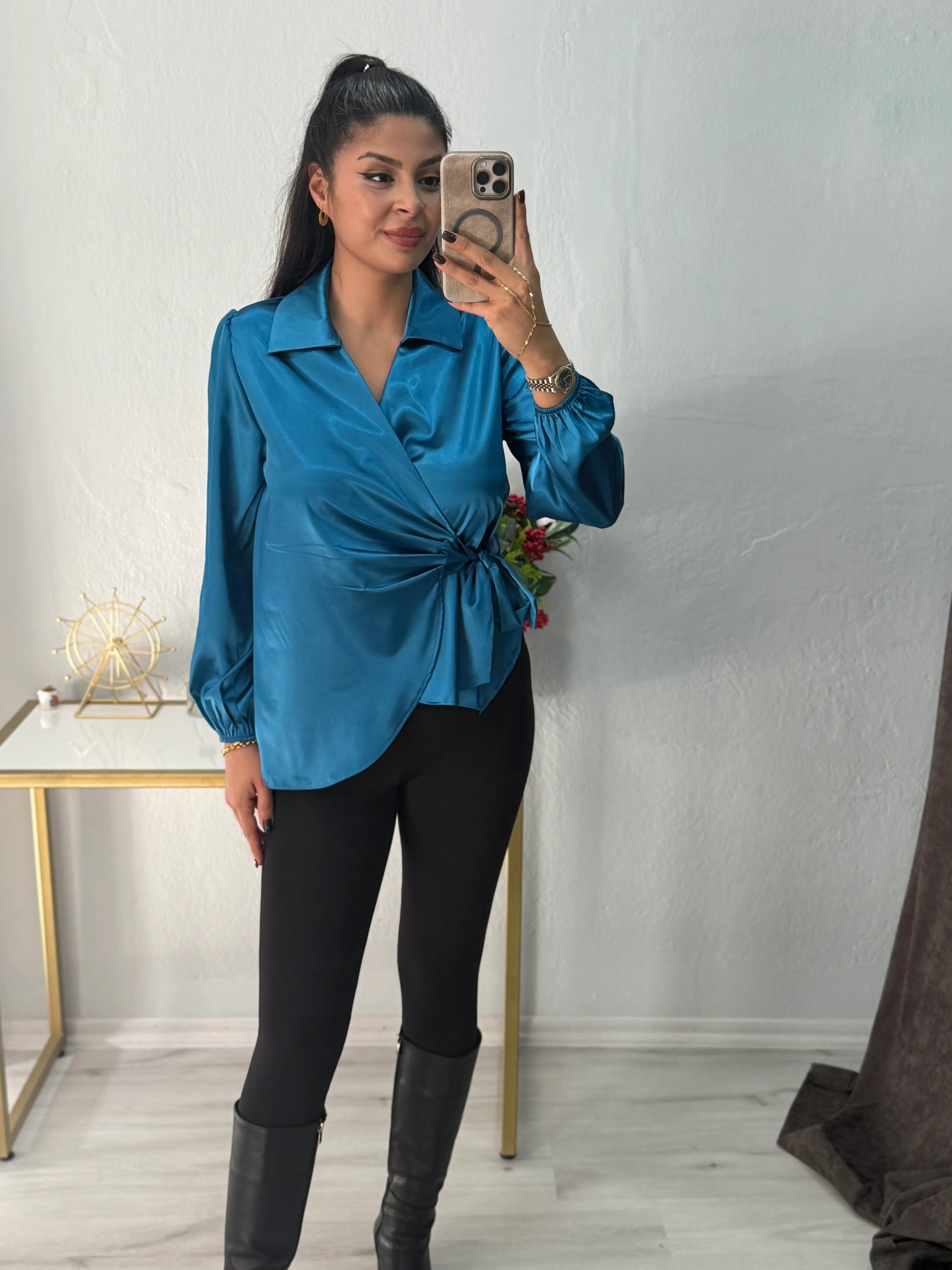 VİENA KRUVAZE SATEN GÖMLEK