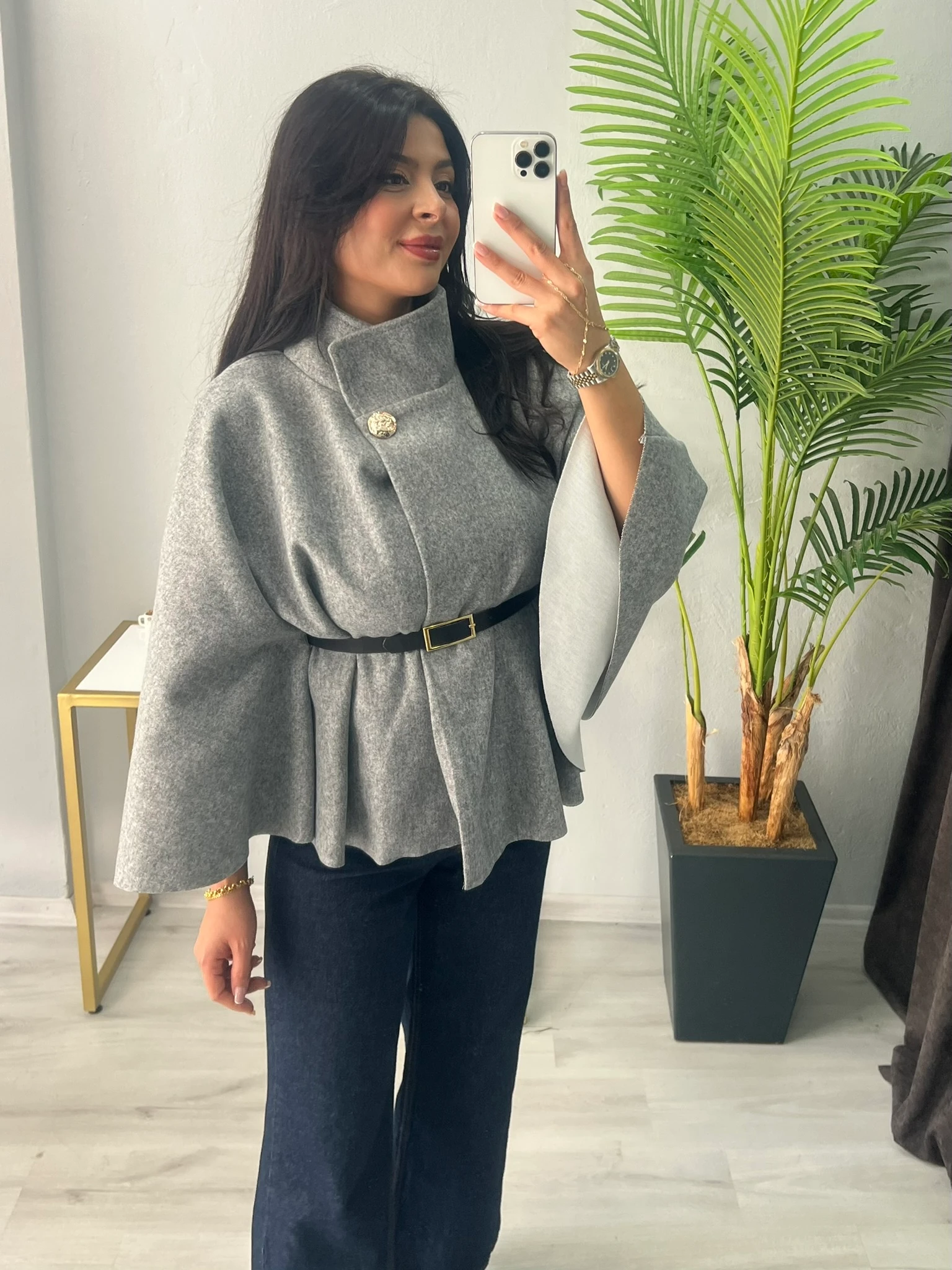 Kaşe Kemer Detaylı Panço