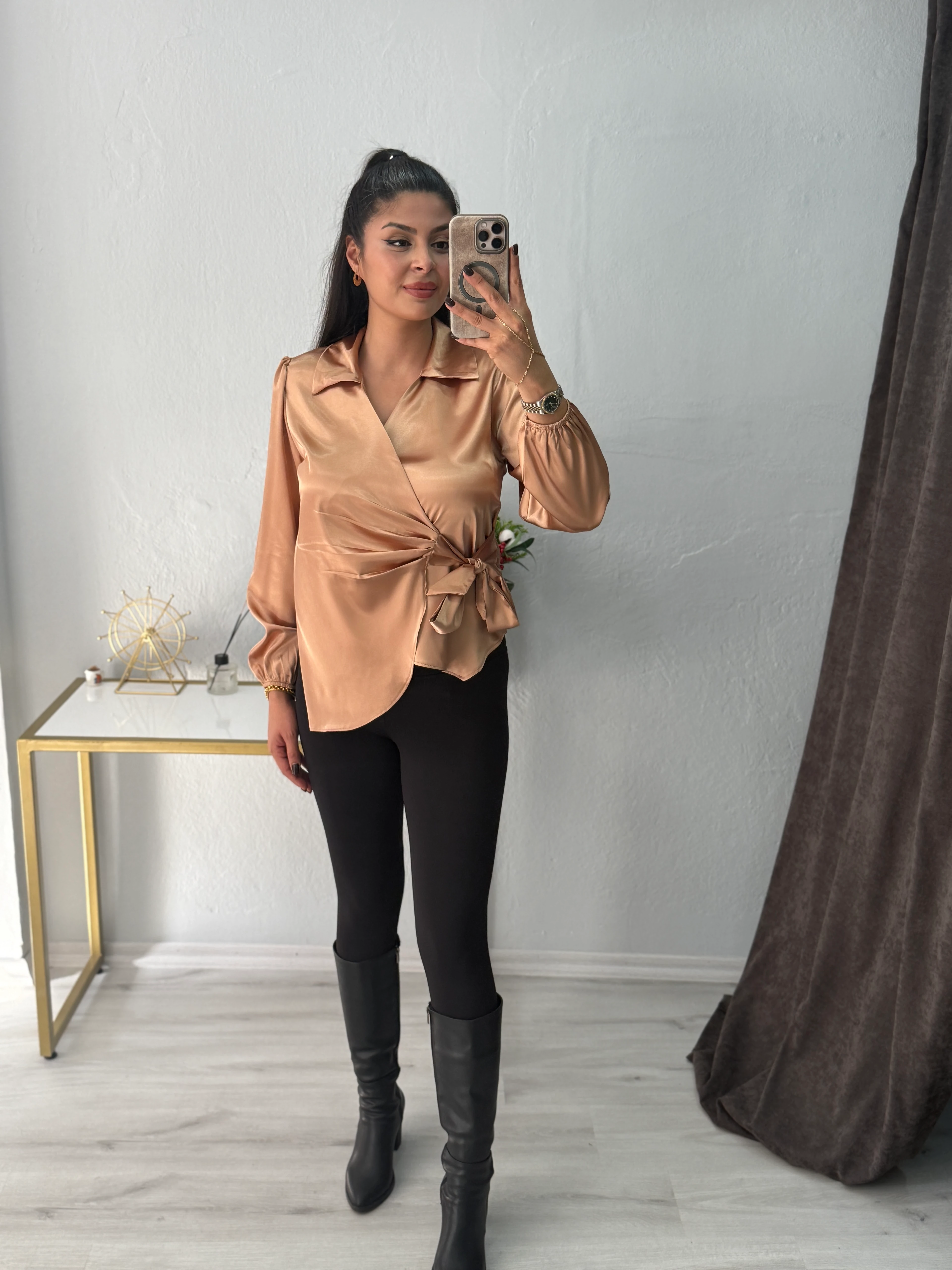 VİENA KRUVAZE SATEN GÖMLEK