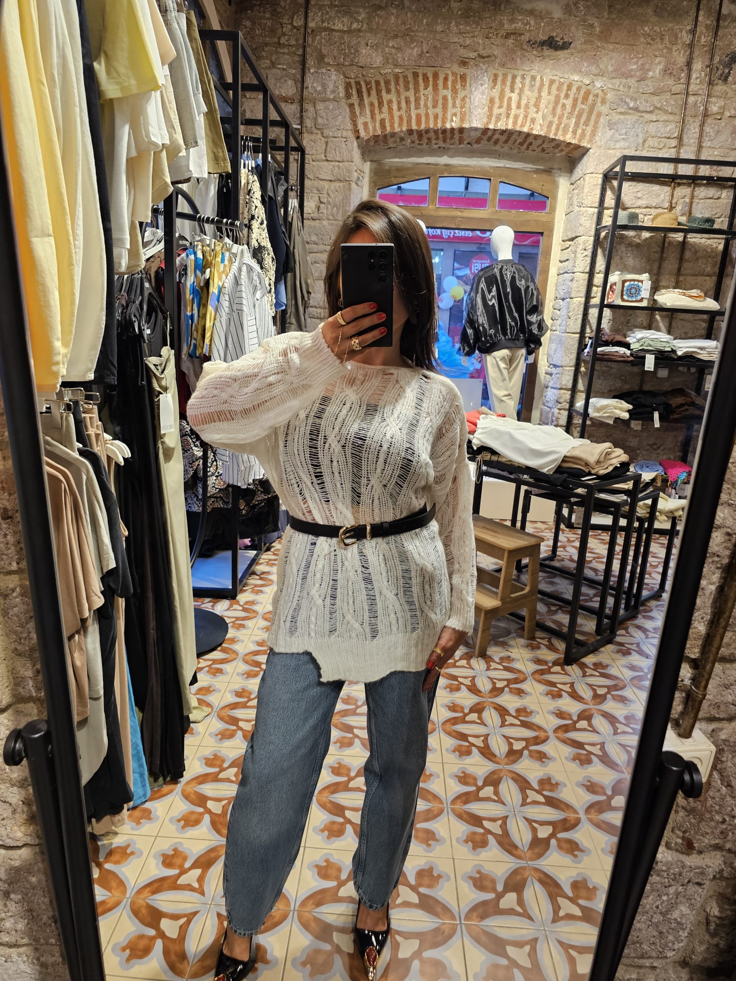 SAÇ ÖRGÜLÜ AJURLU KAZAK