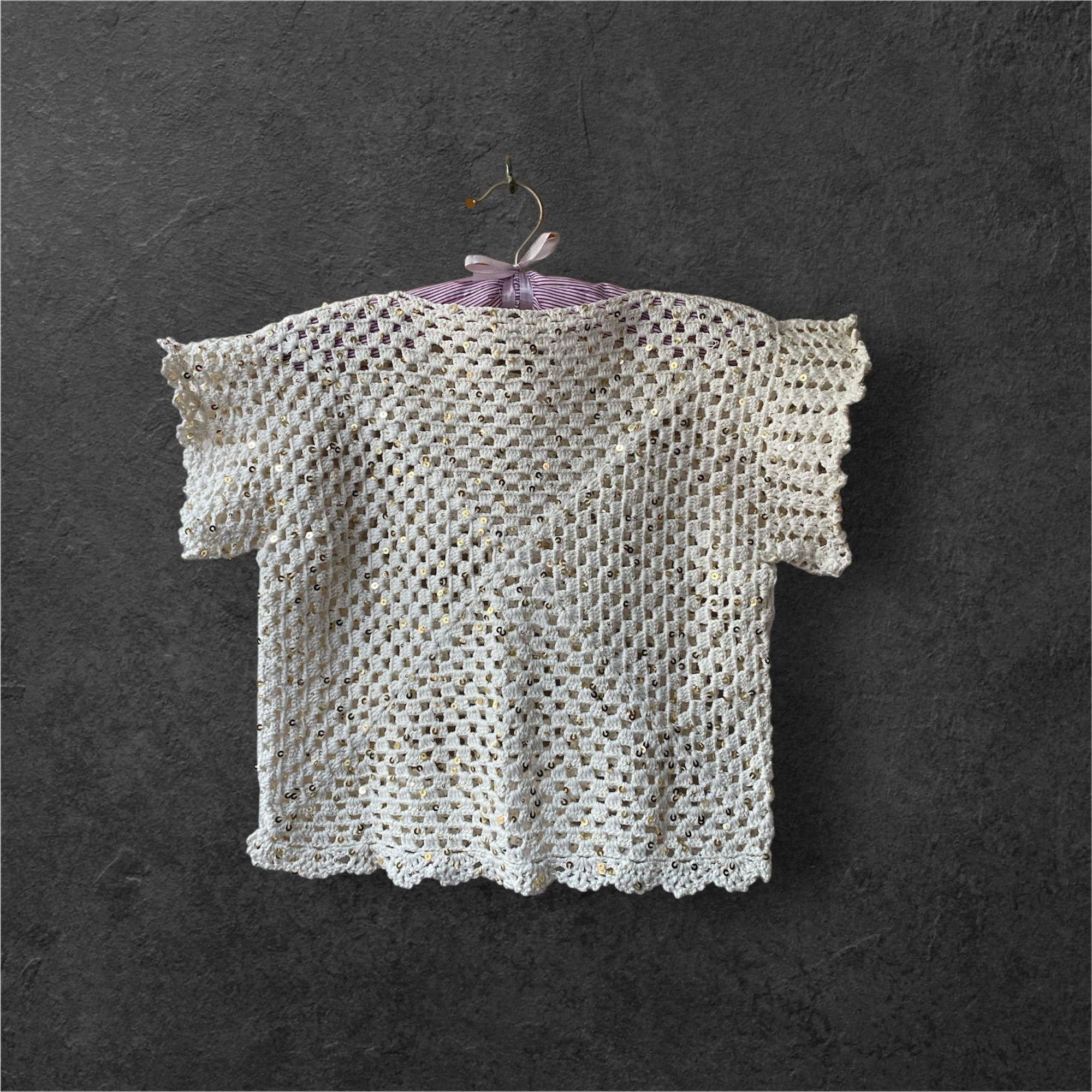 Shine Pullu Örgü İpli Bluz (Ekru)