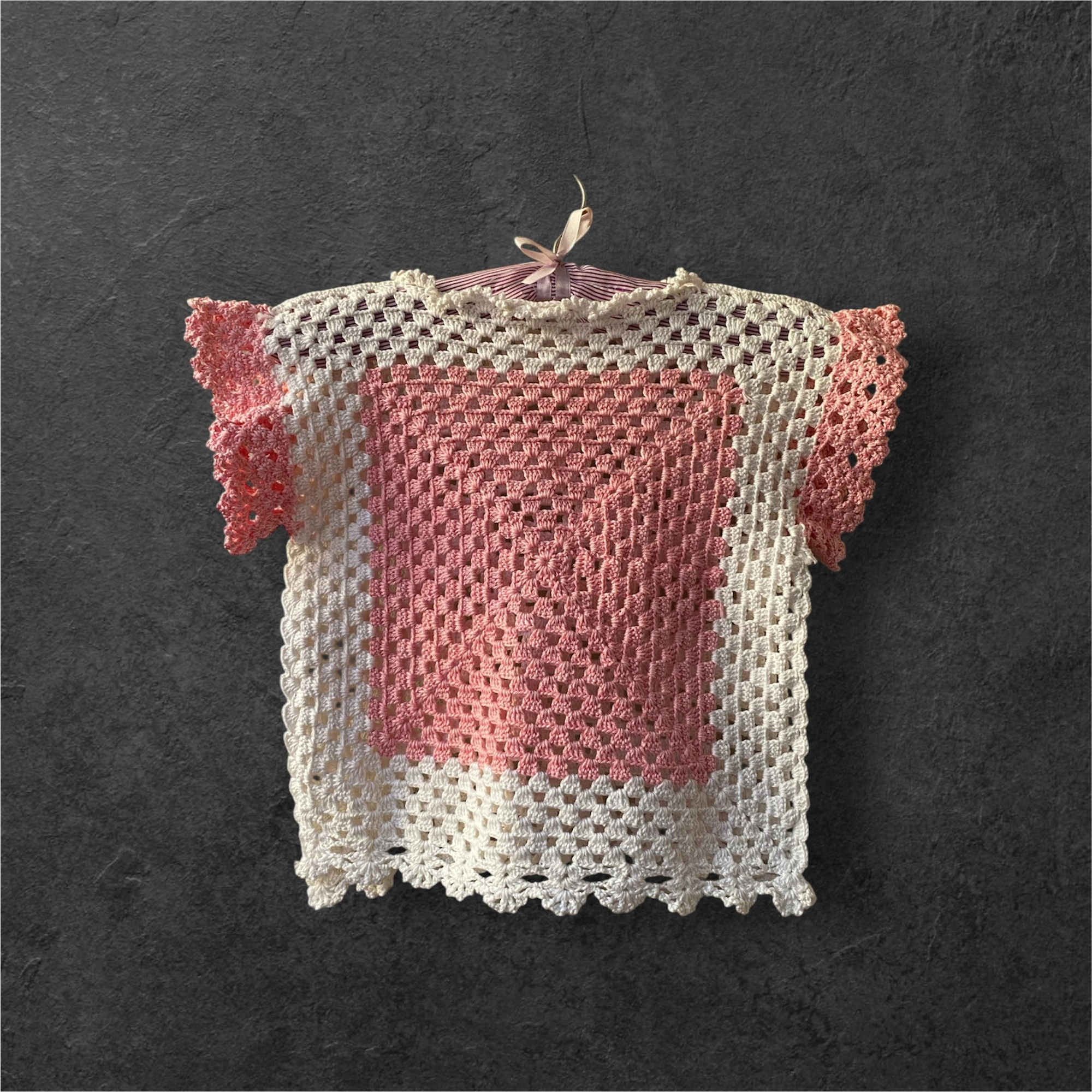 Merserize Pamuk Örgü İpli Bluz (Bebe Pembesi, Beyaz)