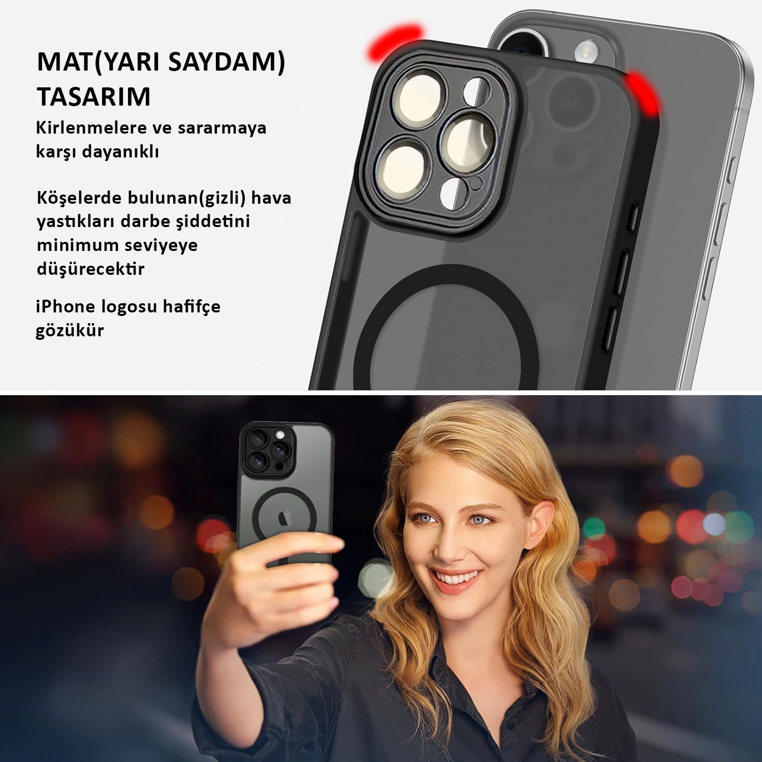 Magsafe Lux Case Black | Lens Korumalı