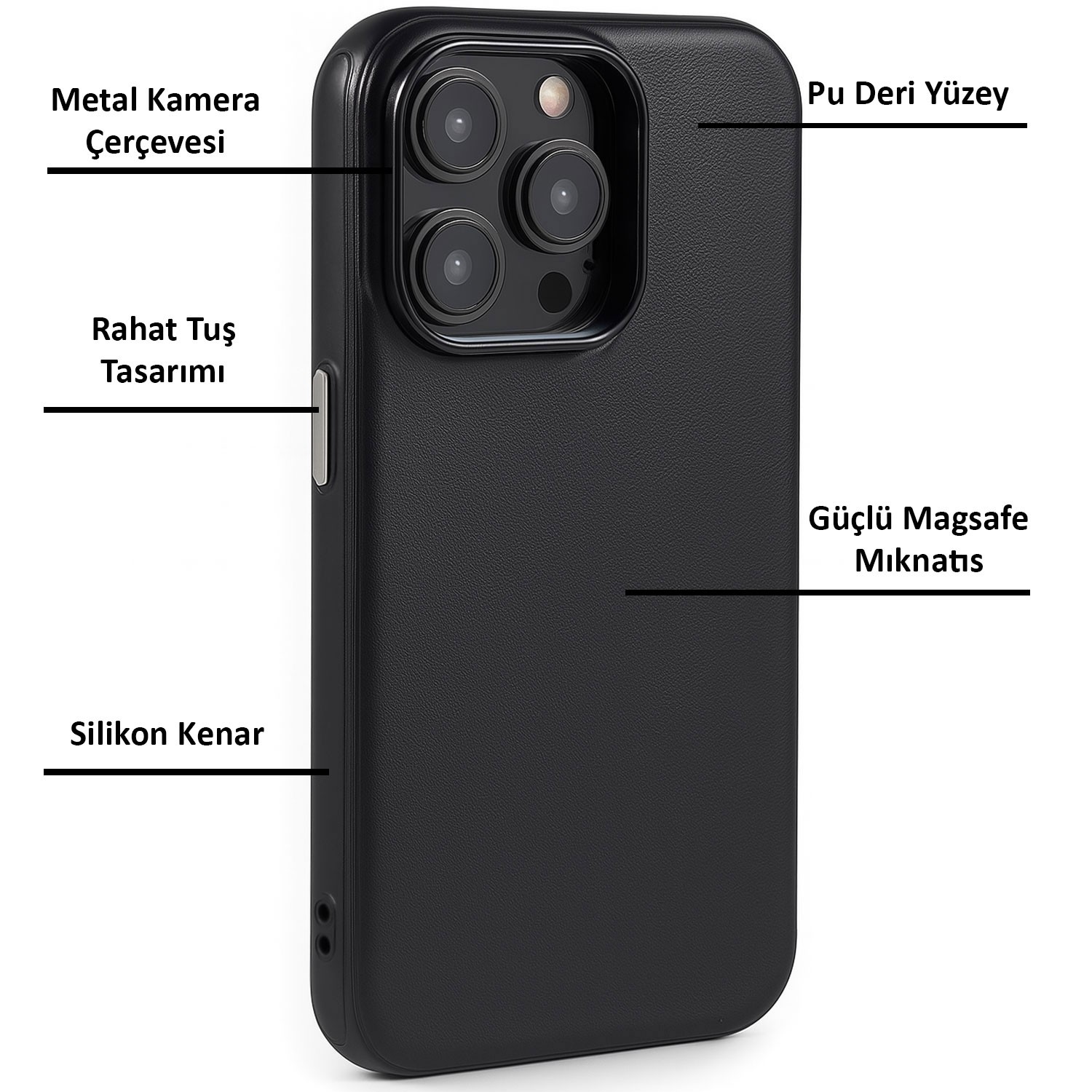 Deri Magsafe Lux Black Case 