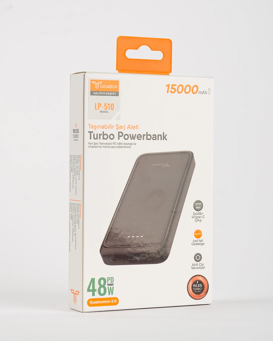 15000 mAh Turbo Powerbank 2xUSB 1xType-C Çıkış