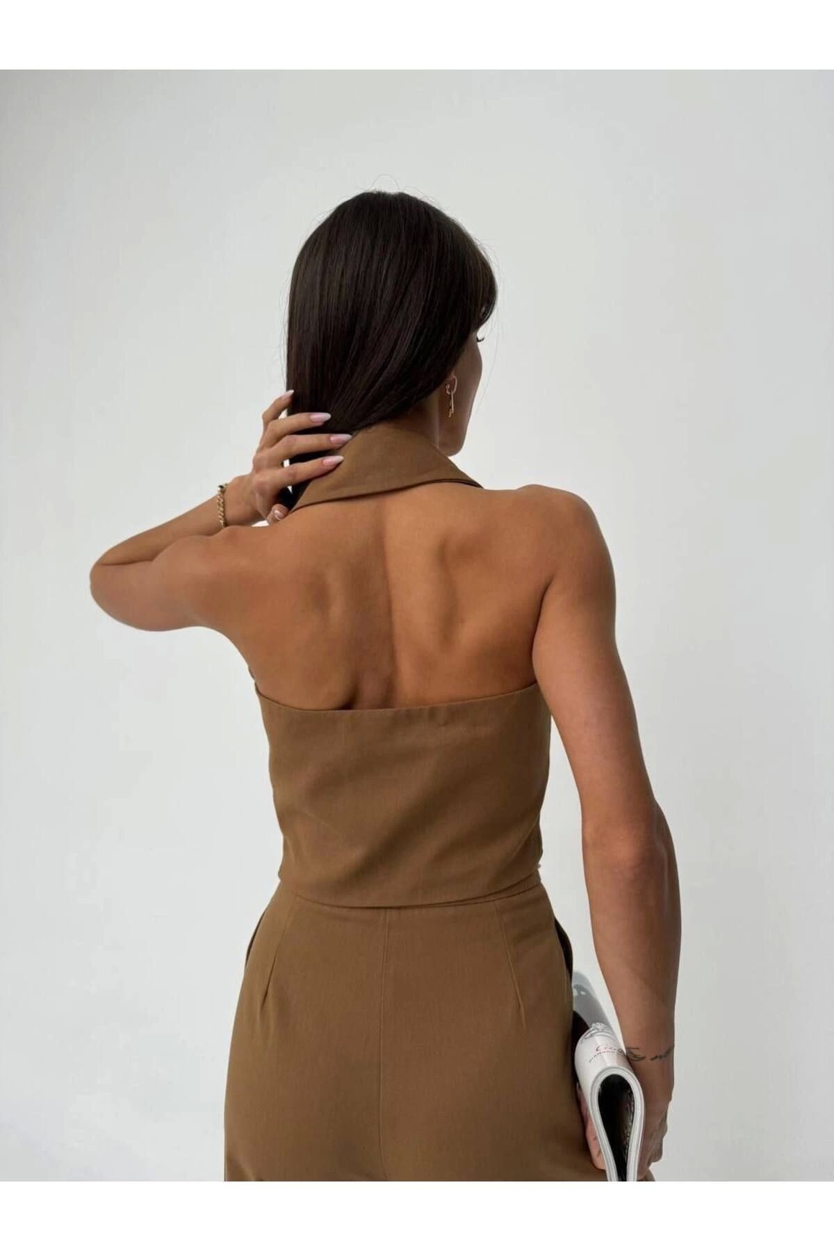 Premium %100 Pamuk Gabardin Düğmeli Yelek Pantolon Takım