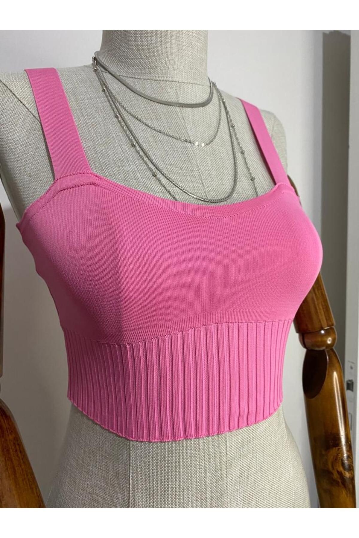 Kadın Crop Askılı Bluz