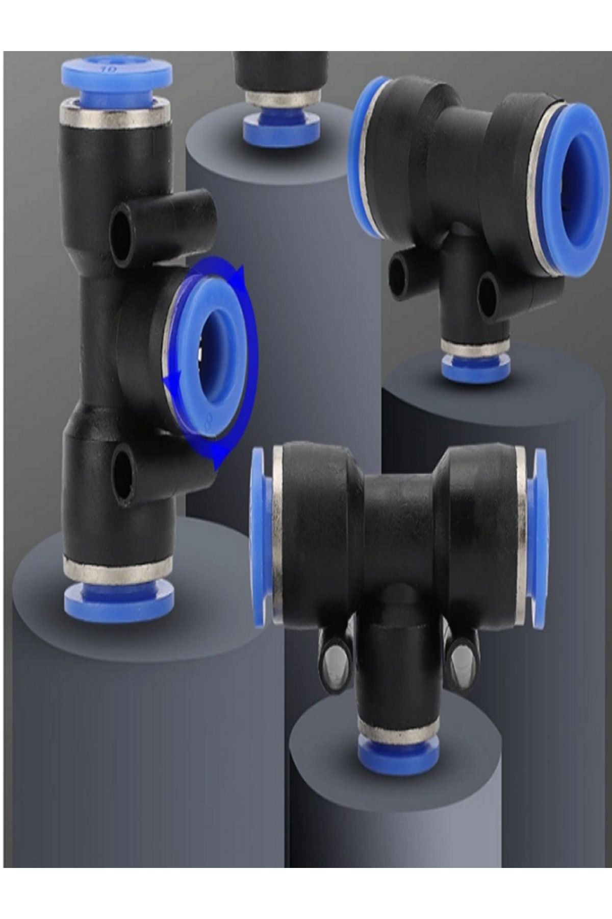 PNÖMATİK T TİPİ YÜKSELTİCİ BAĞLANTI NİPEL 8-8-10MM  PEG08-08-10   5 ADET
