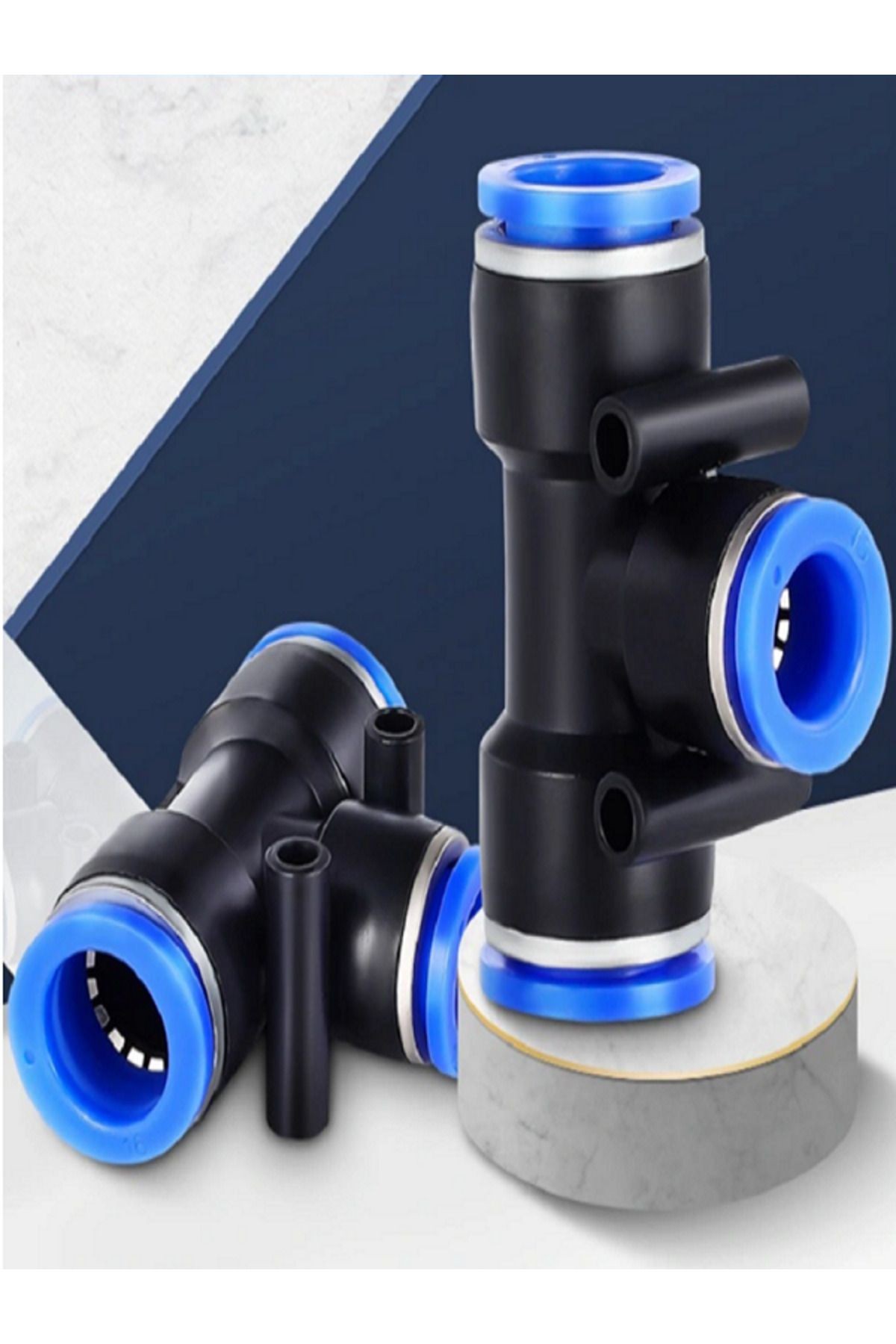 PNÖMATİK T TİPİ YÜKSELTİCİ BAĞLANTI NİPEL 8-8-10MM  PEG08-08-10   5 ADET