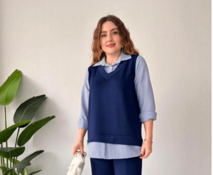 SHYMA YELEK DETAYLI OYSHO KUMAŞ TAKIM - XL