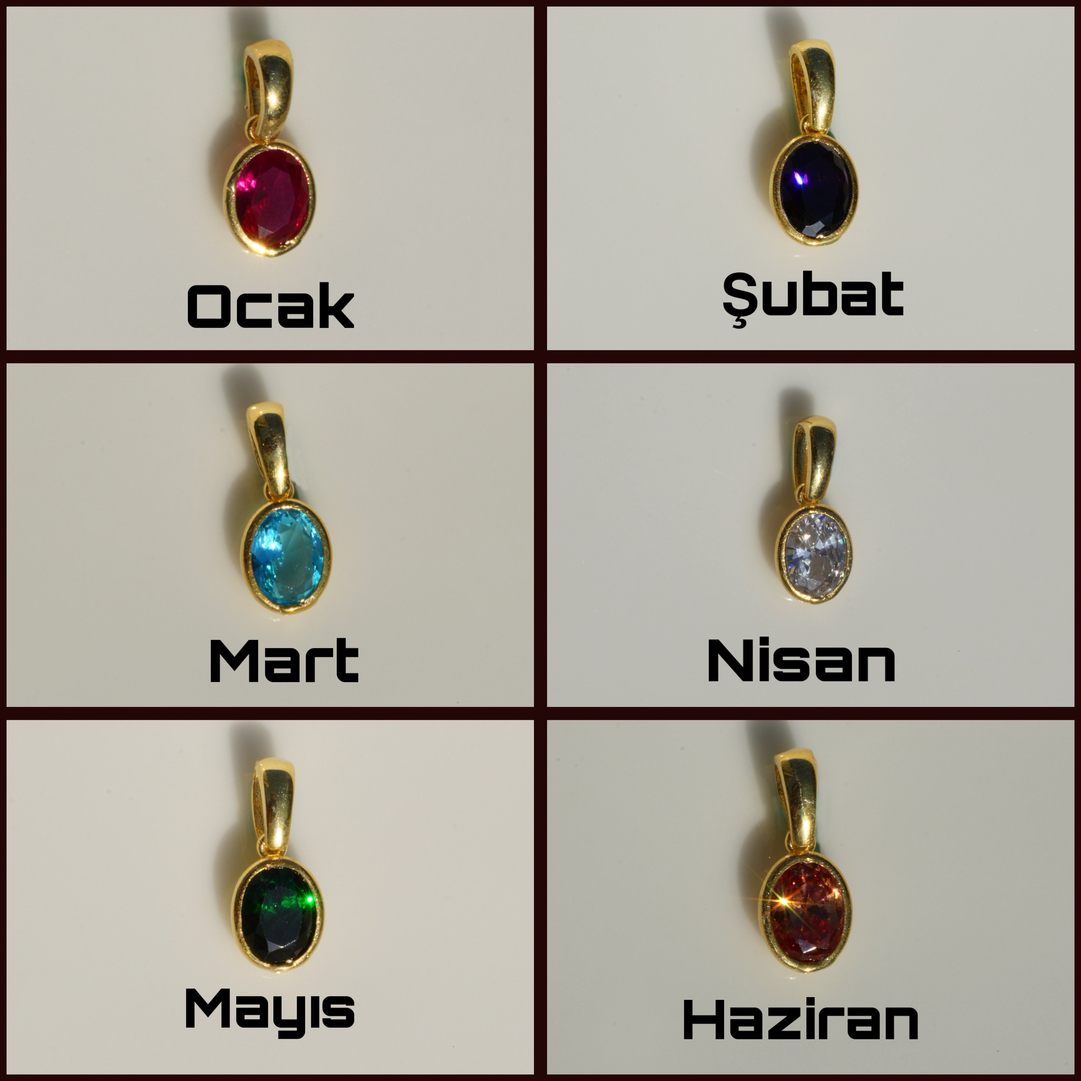 925 Gümüş / İnce Zincirli Doğum Taşlı Kolye