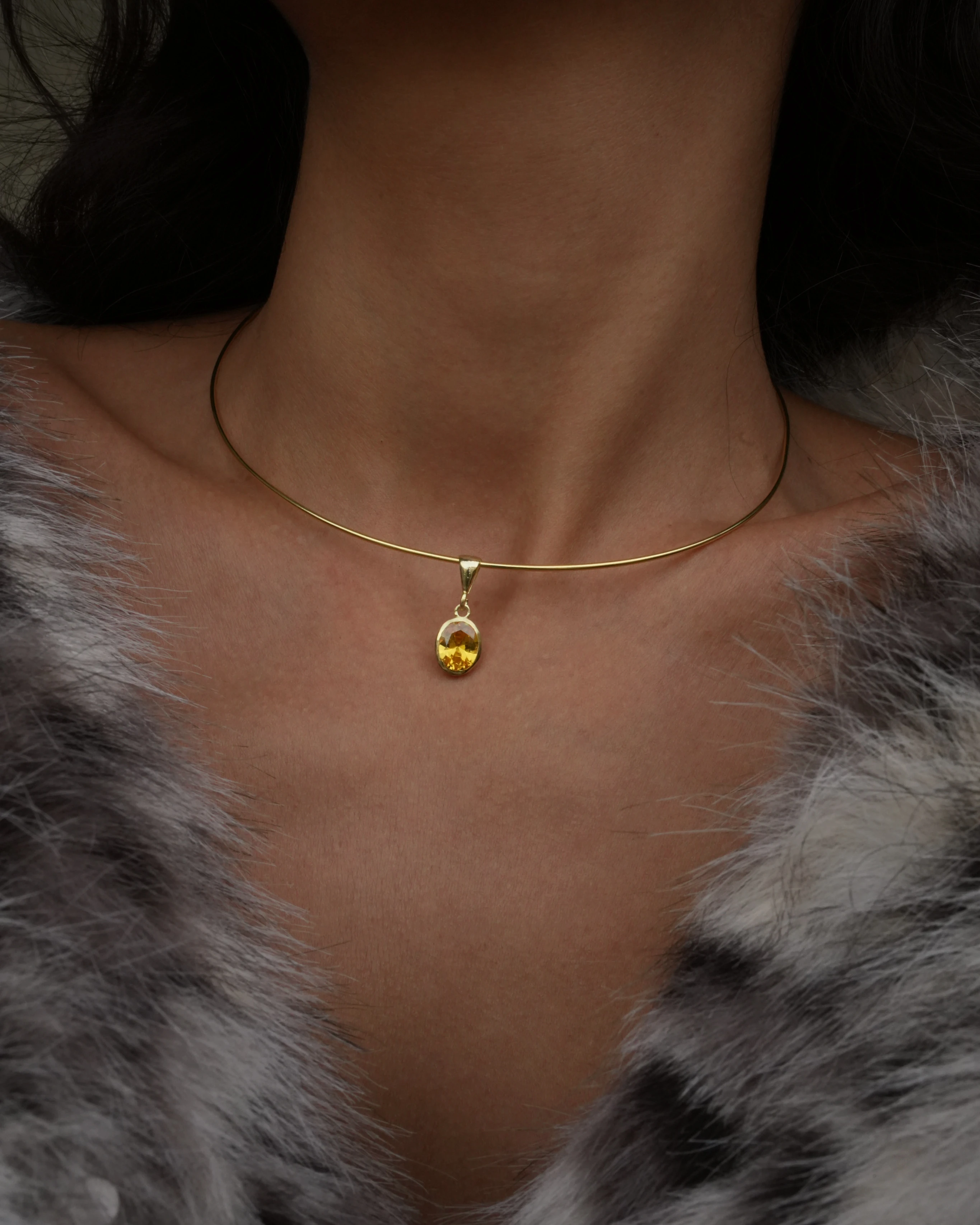 925 Gümüş / Doğum Taşı Kelepçe Kolye