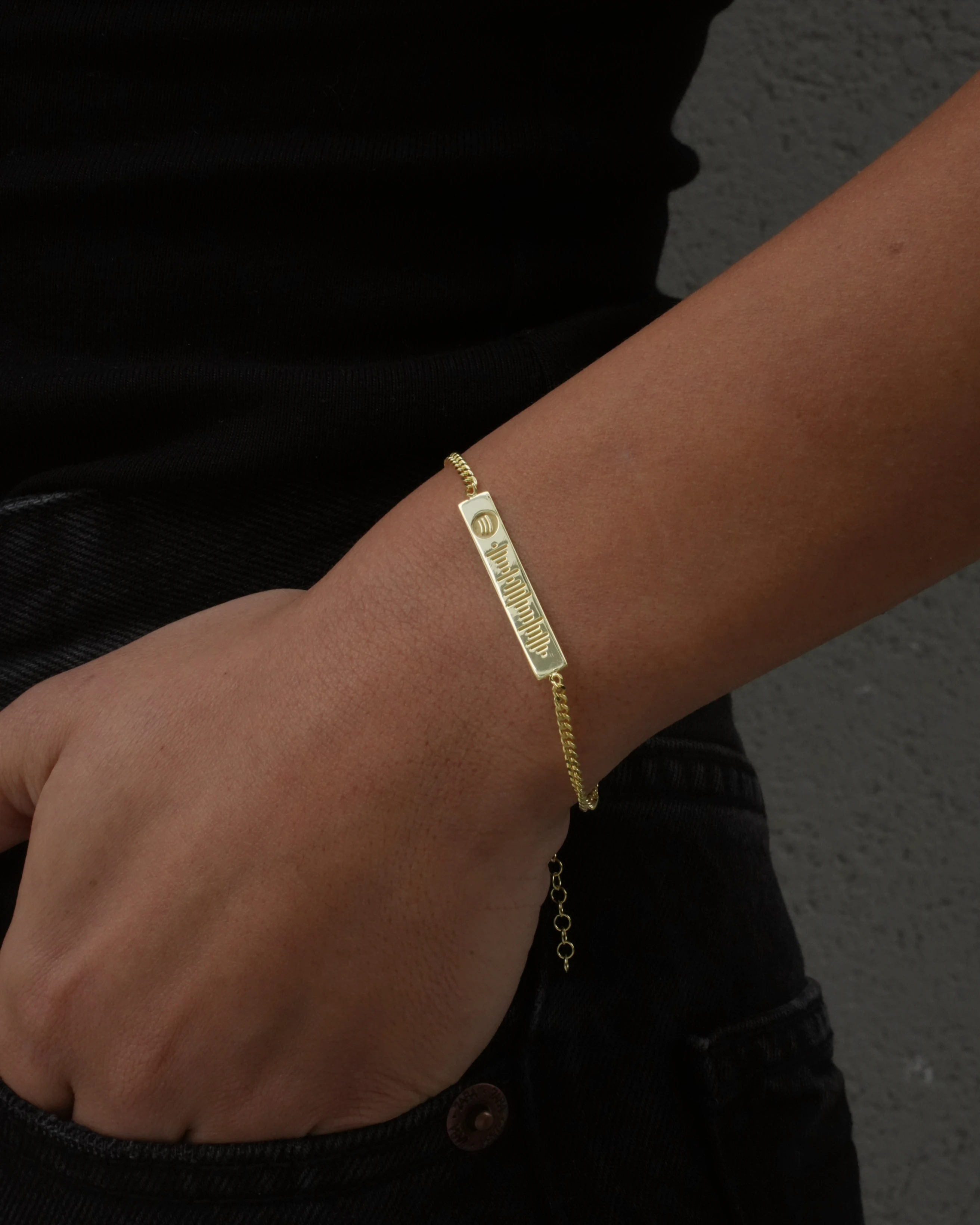 925 Gümüş / İnce Plaka Spotify Çift Bilekliği