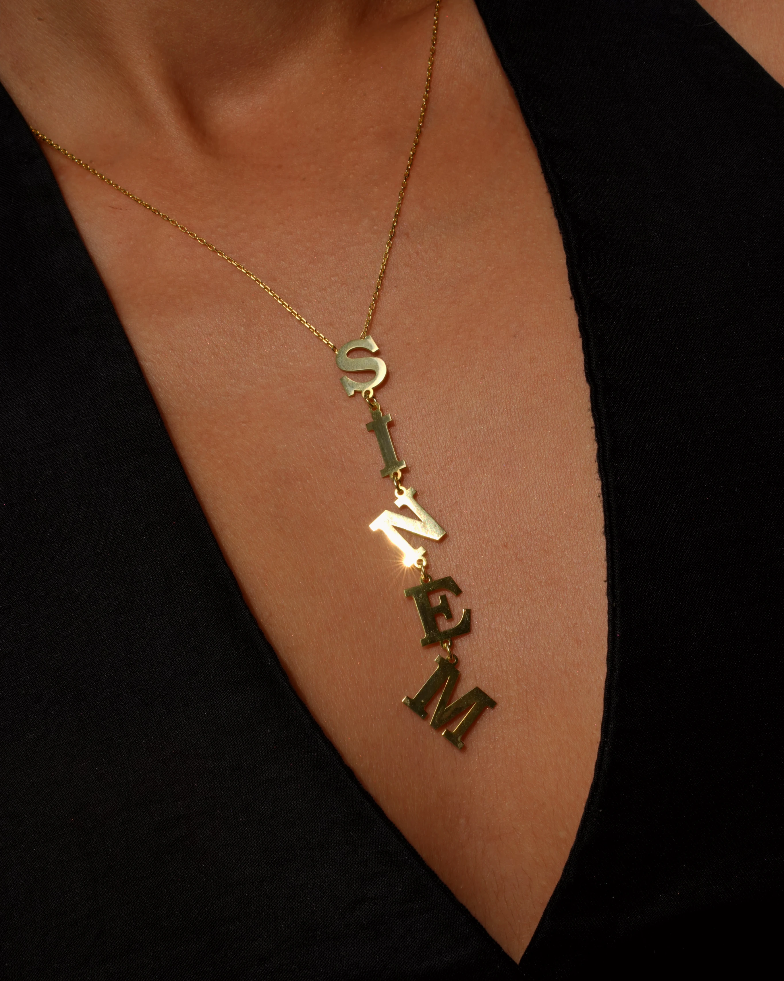 925 Gümüş / İsim Sallantılı Y Kolye