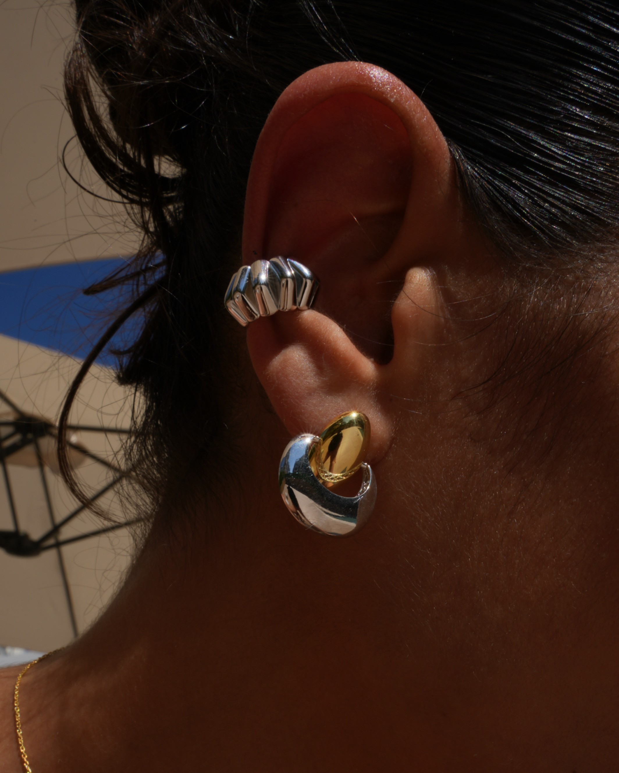 925 Gümüş / Tırtıklı Kalın Earcuff