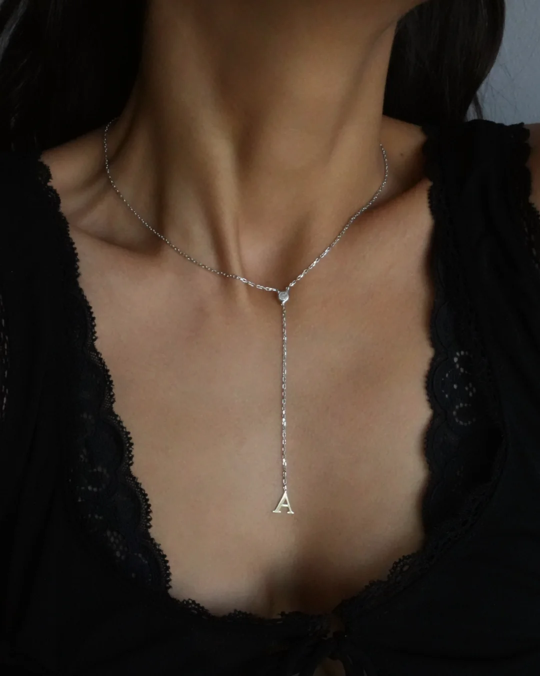 925 Gümüş / Doğum Ayı Taşlı Harfli Y Kolye