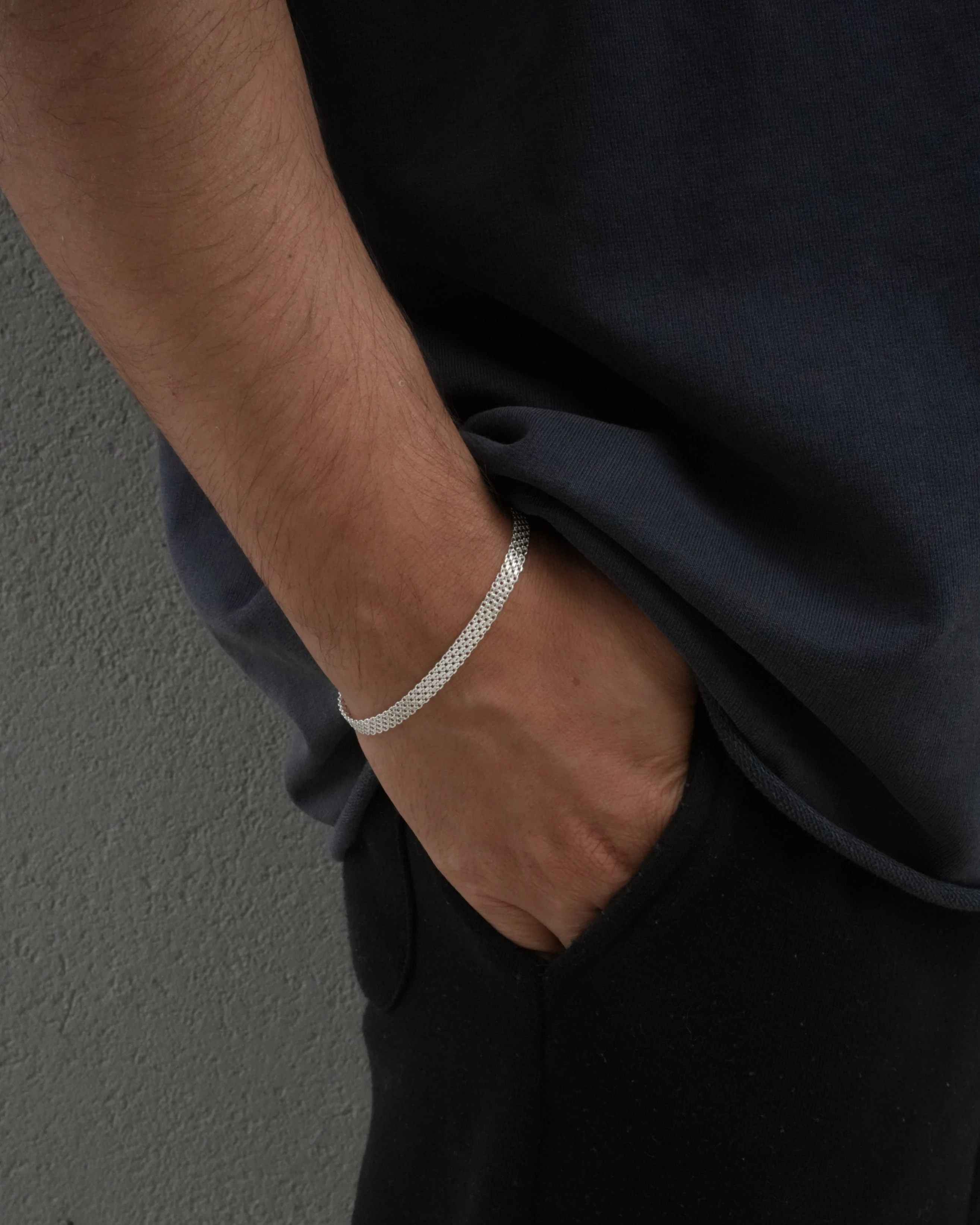 925 Gümüş / Knit Çift Bilekliği