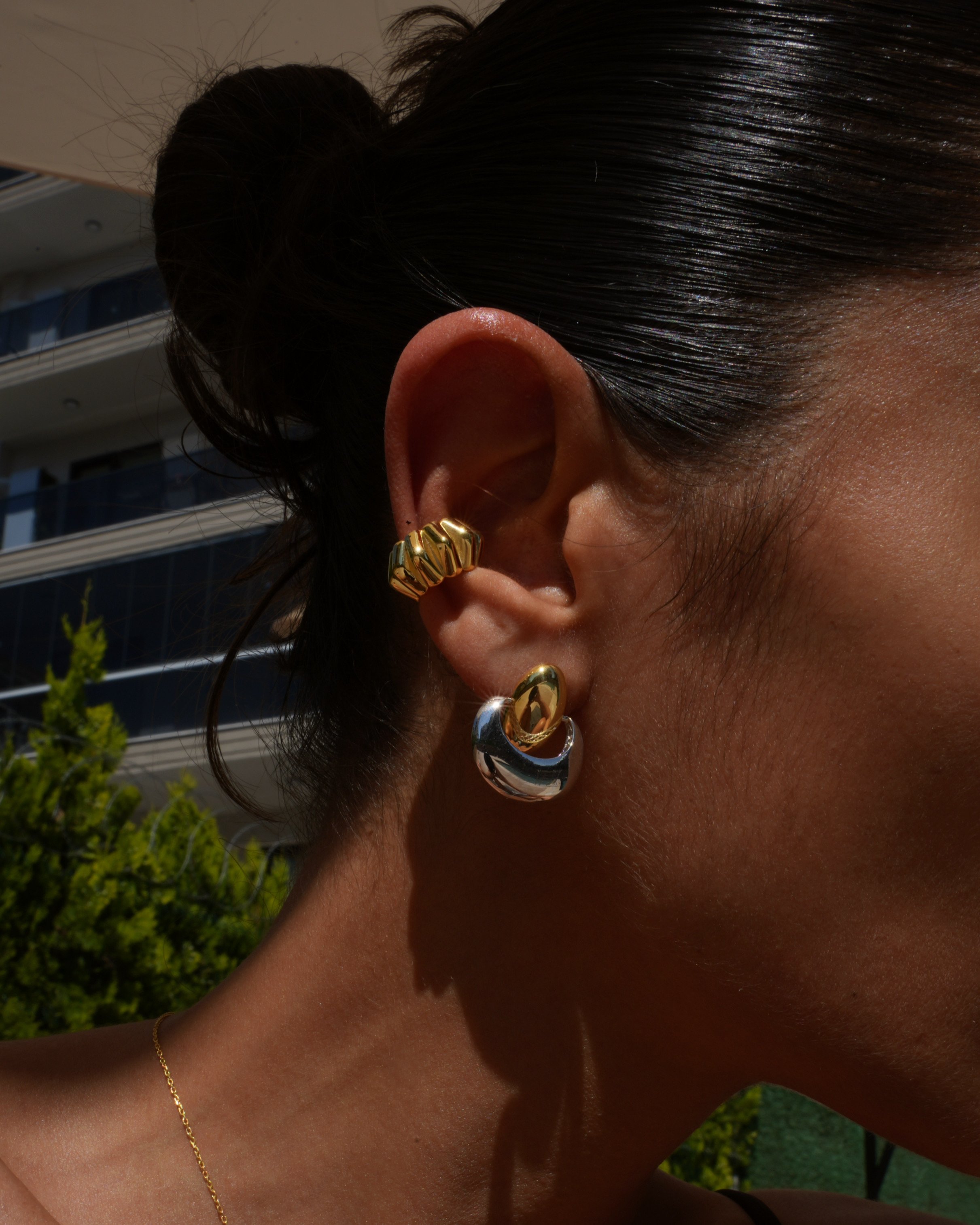 925 Gümüş / Tırtıklı Kalın Earcuff