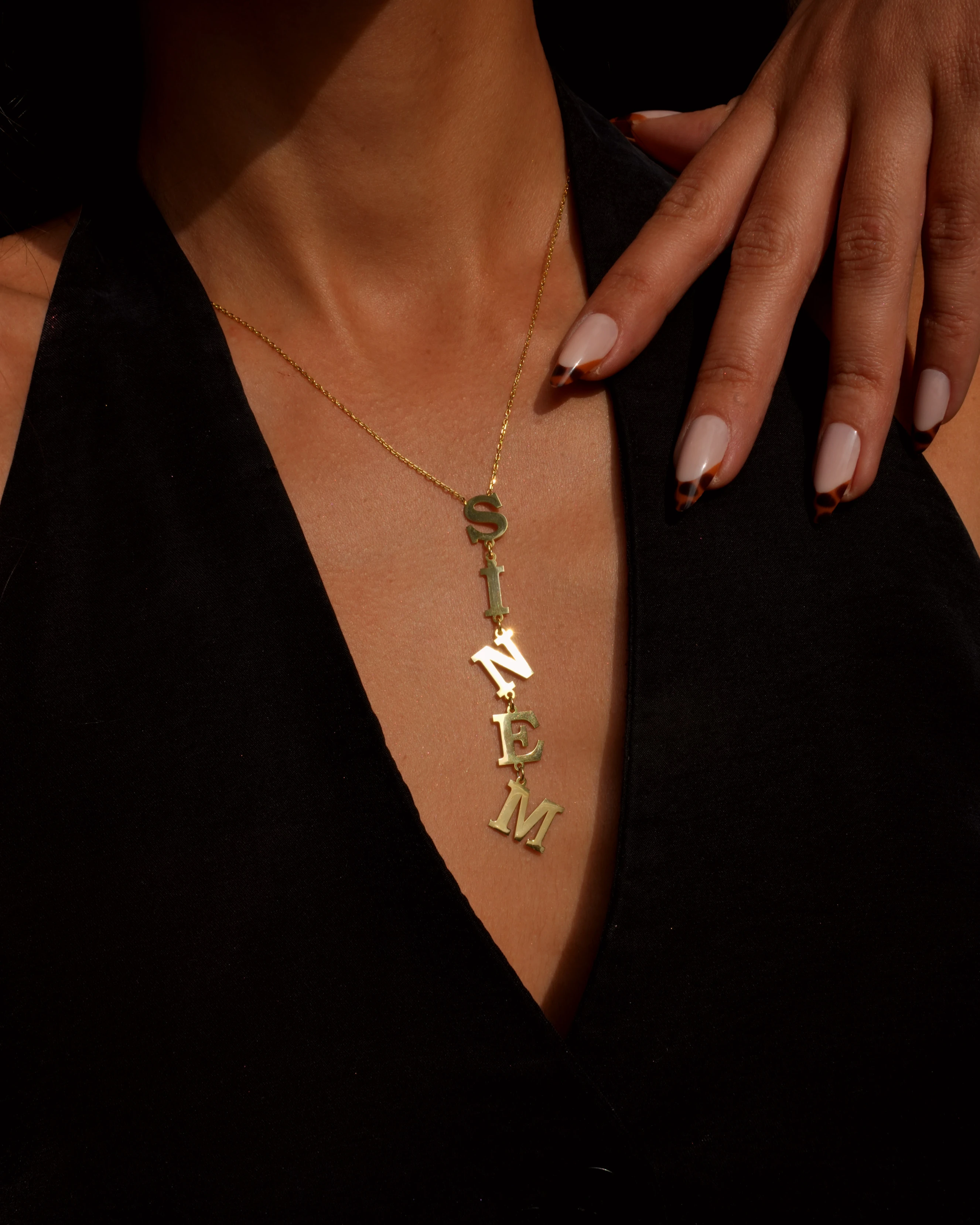 925 Gümüş / İsim Sallantılı Y Kolye