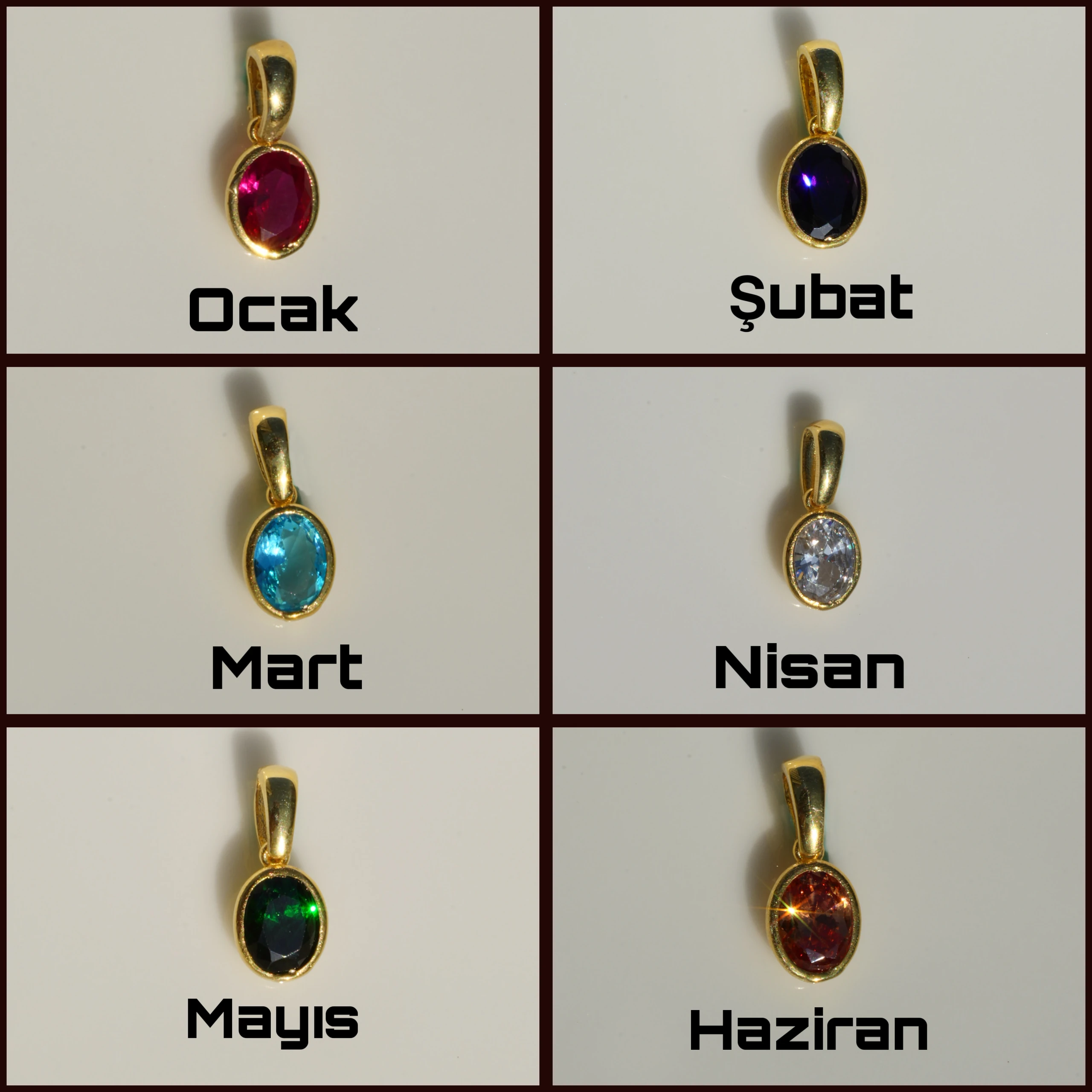 925 Gümüş / Doğum Taşı Kelepçe Kolye