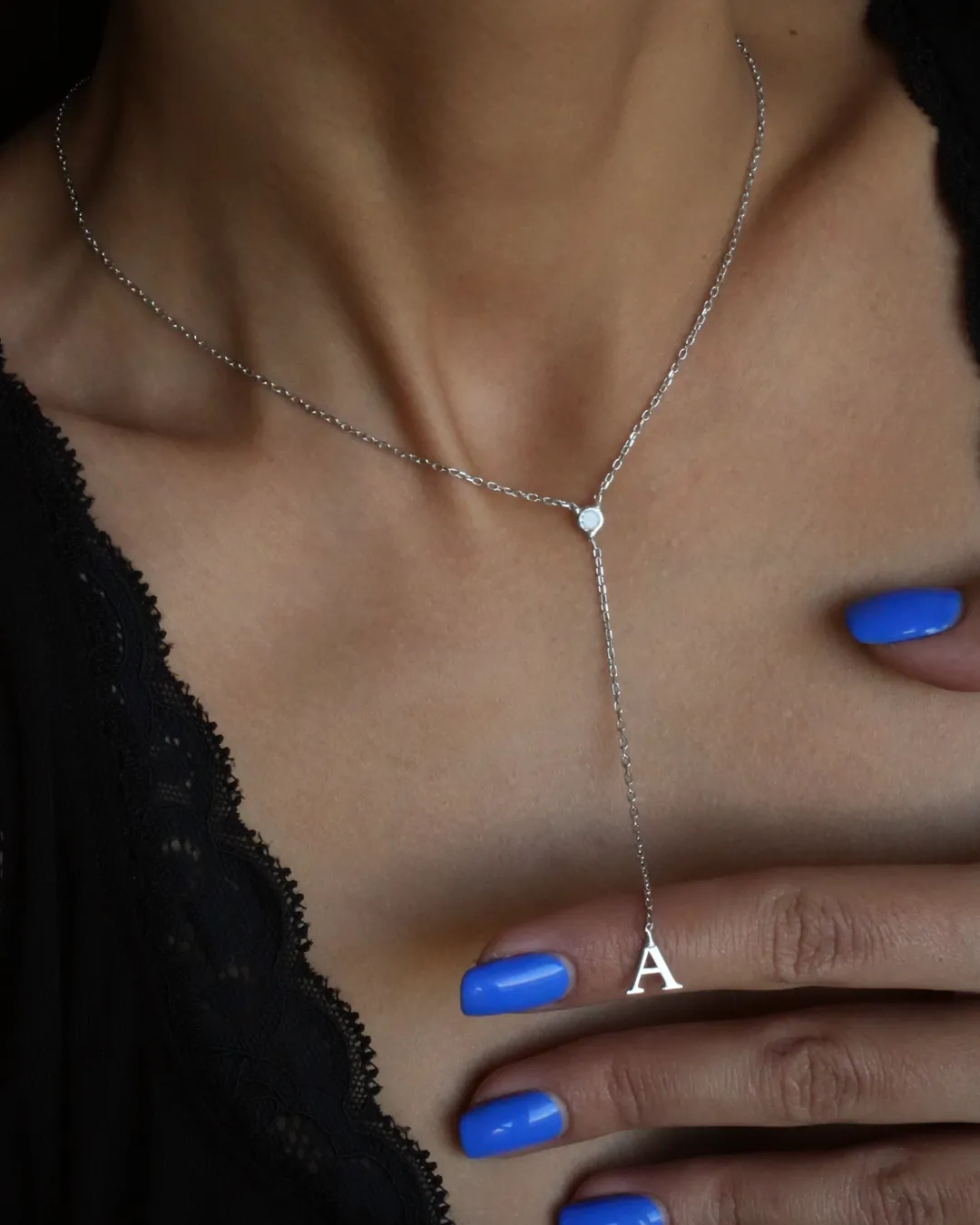 925 Gümüş / Doğum Ayı Taşlı Harfli Y Kolye