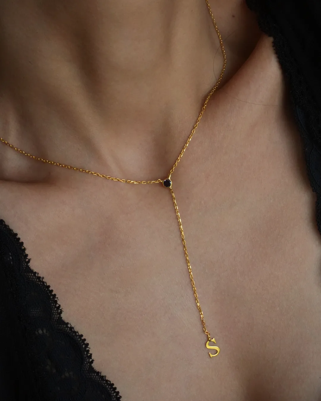 925 Gümüş / Doğum Ayı Taşlı Harfli Y Kolye