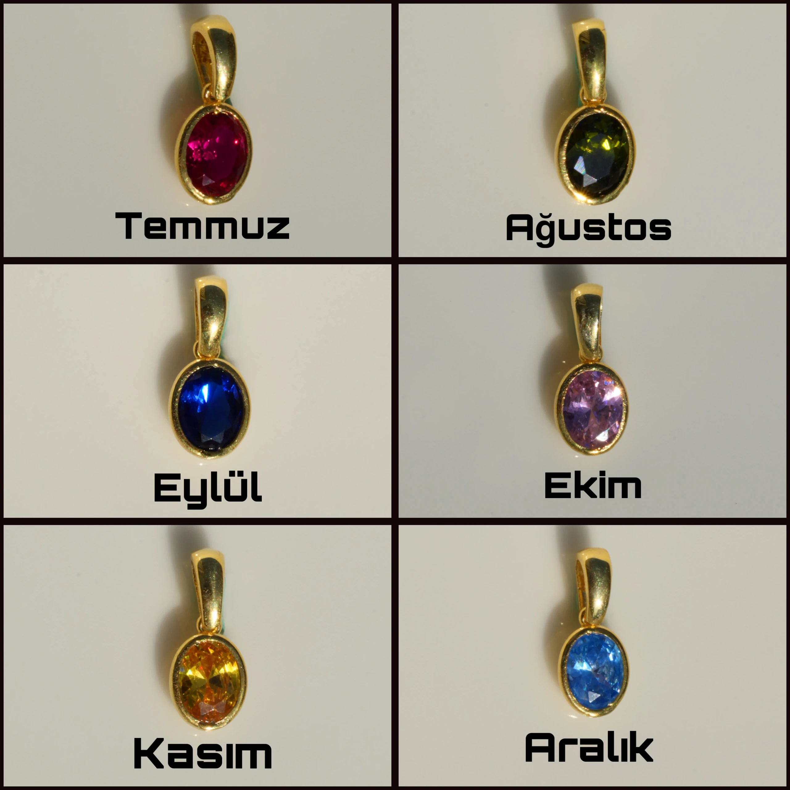 925 Gümüş / Doğum Taşı Kelepçe Kolye