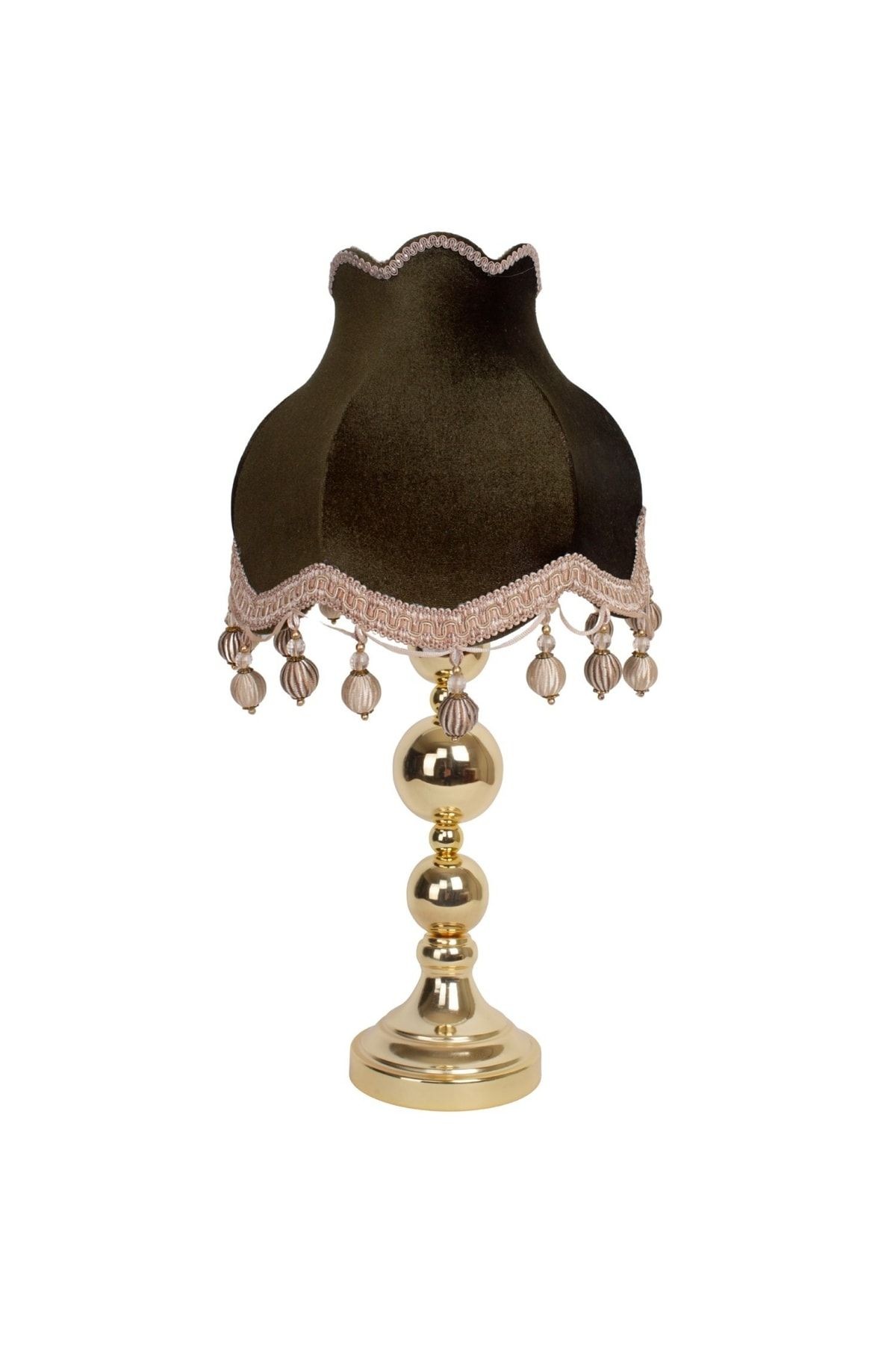 Haki Yeşil Kadife Salon Için Vintage Abajur Kaliteli Işçilik Ab0354