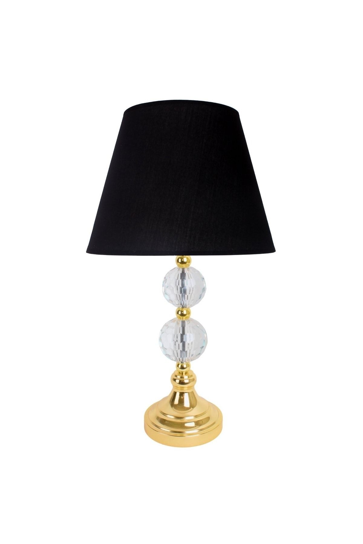 Modern Kristal Gold Metal Ayaklı Kumaş Siyah Abajur Abd0077