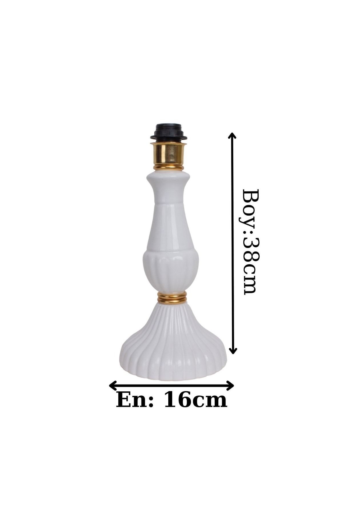 Beyaz Seramik Abajur Ayağı Klasik Model 38x16 Abayk0015