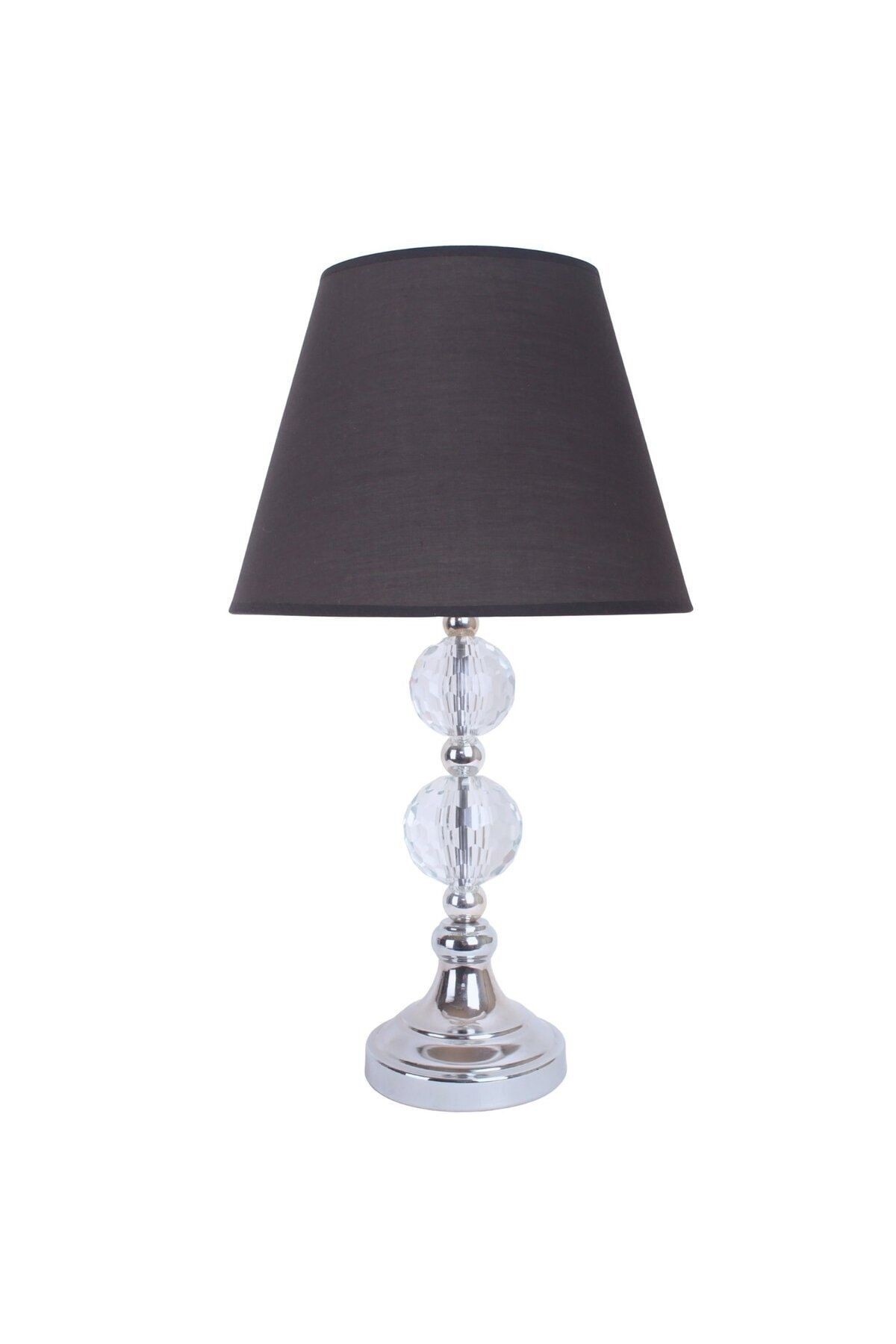 Modern Kristal Top Gümüş Ayak Kumaş Füme Abajur
