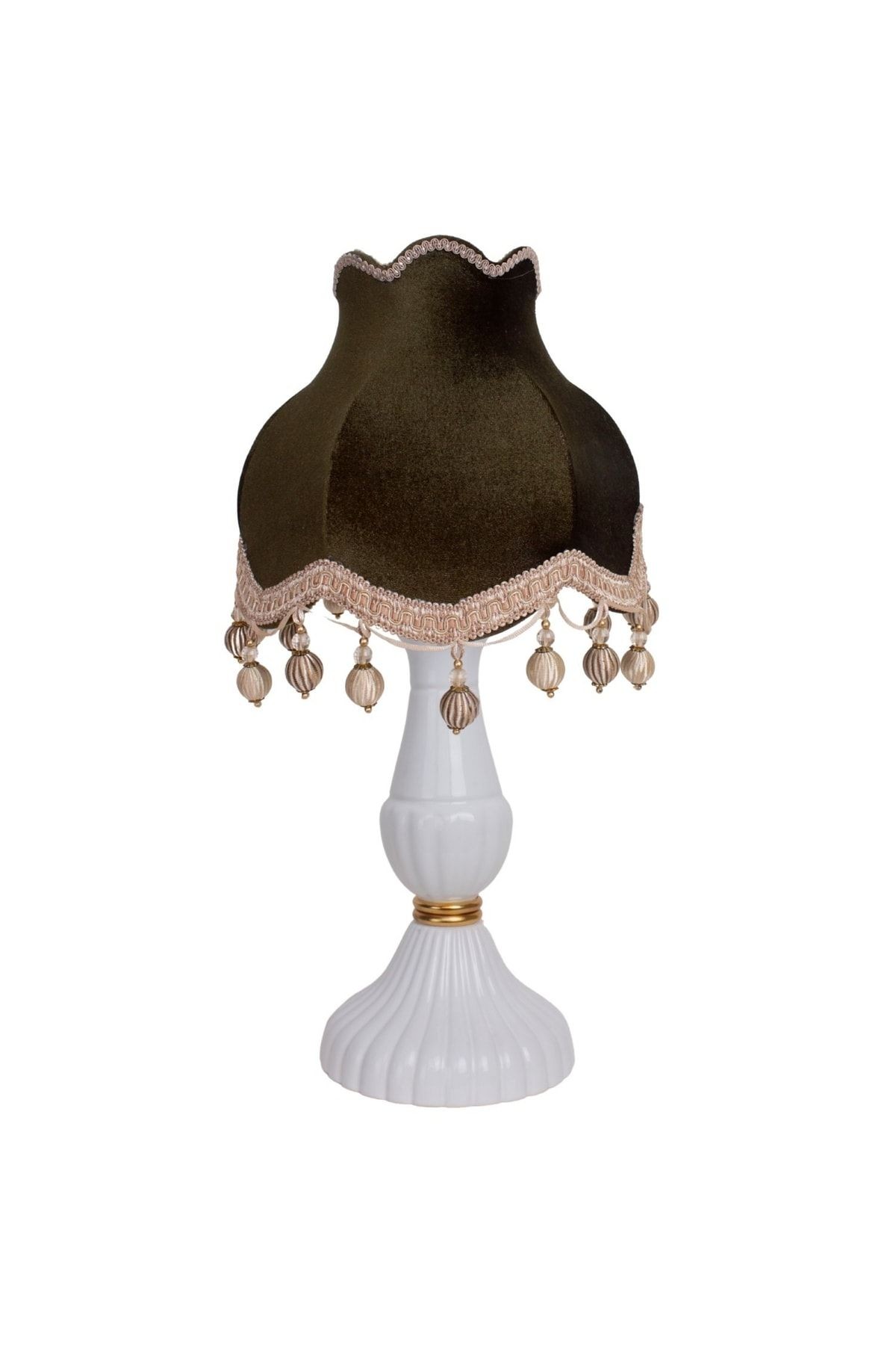 Haki Yeşil Kadife Salon Için Seramik Ayak Vintage Abajur Ab0816