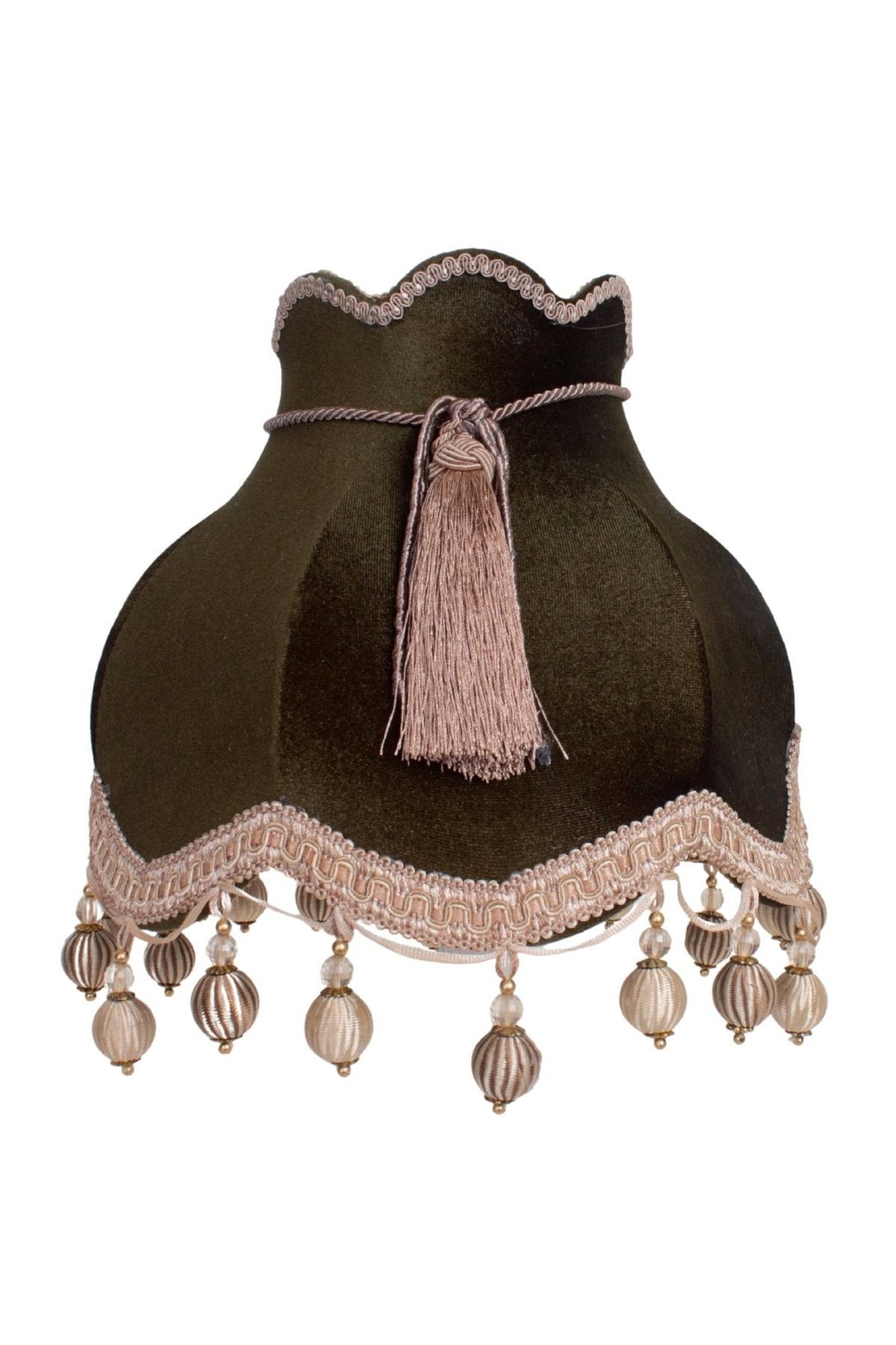 Haki Yeşil Kadife Salon Için Vintage Abajur Kaliteli Işçilik Ab0353