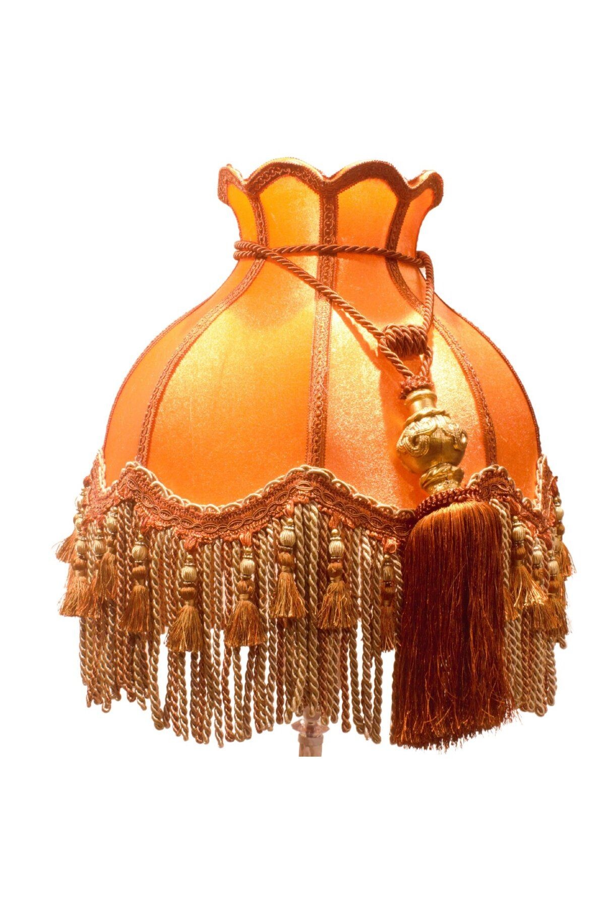 Kiremit Renk Kadife Lambader Kahve Ahşap Ayak Vintage LM01298