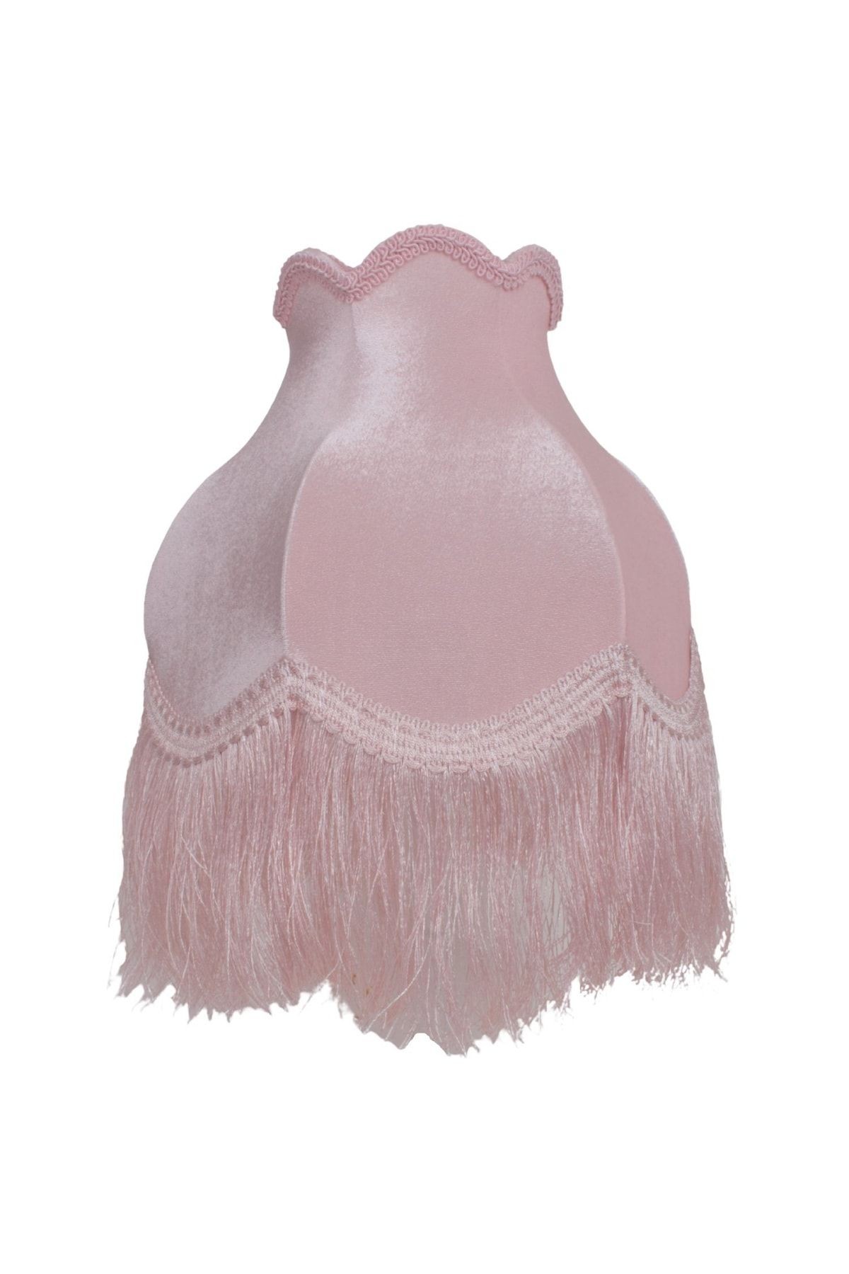 Kadife Kaplı Broş Dekorlu Pembe Vintage Abajur Ab012245