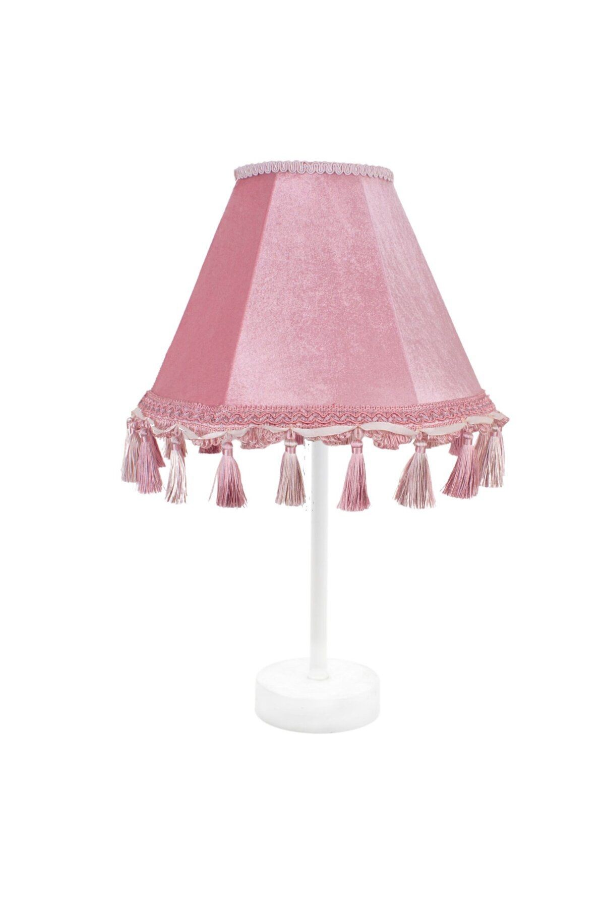 Pembe Kadife Vintage Abajur Metal Ayak Fırın Boya AB07500
