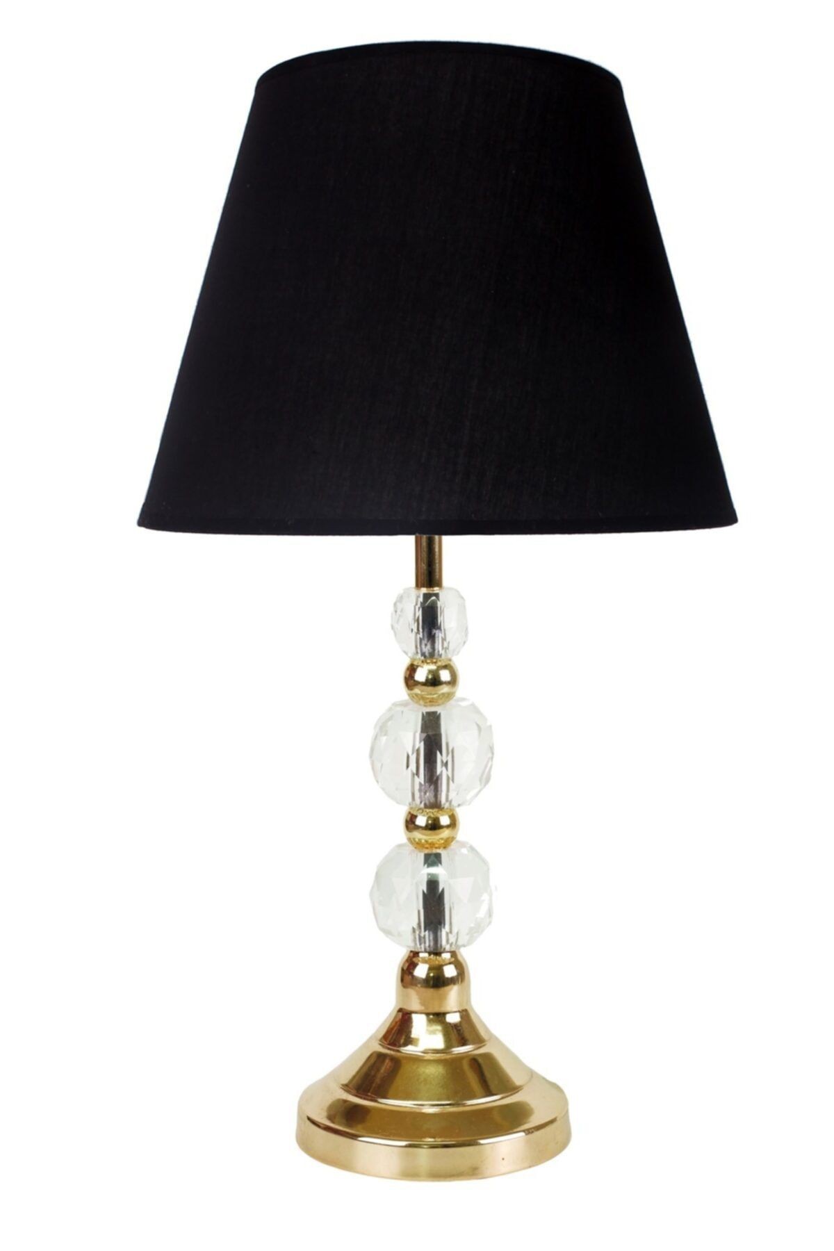 Modern Kristal Gold Ayaklı Siyah Kumaş Abajur