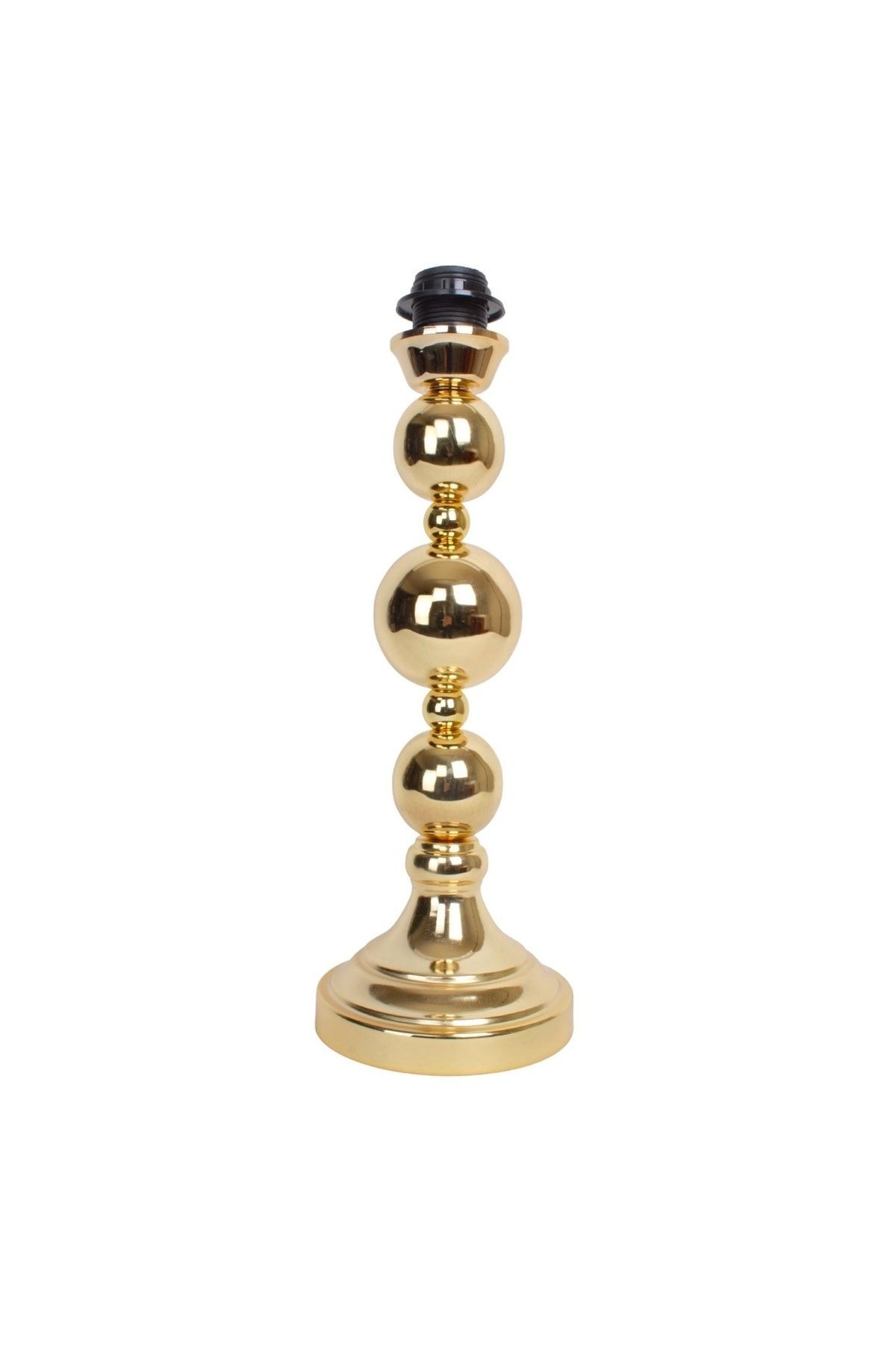Ekru Renk Kadife Kumaş Kaplı Gold Ayak Vintage Abajur Büyük Boy 60cm Boy Ab0810